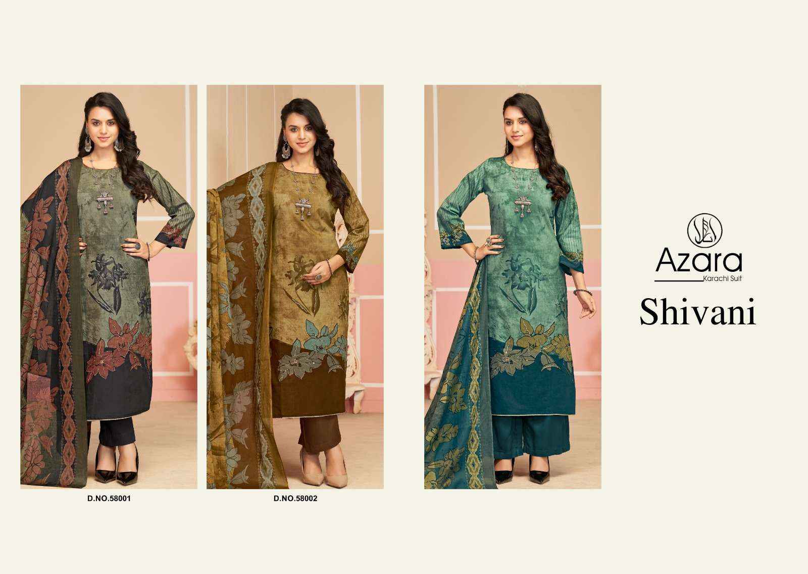 Radhika Fashion Azara shivani Lawn Cotton Dress Material 3 pcs Catalogue
