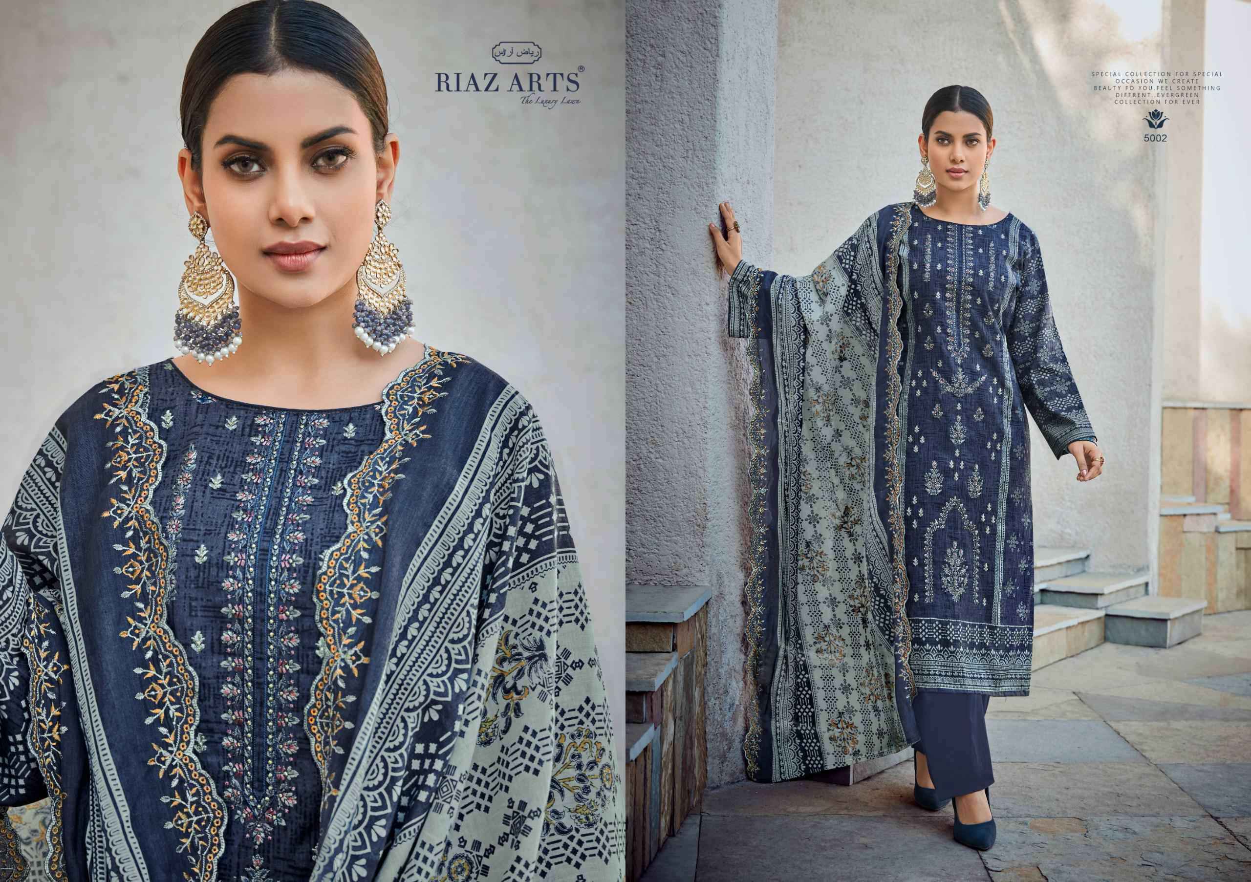 Riaz Arts Bin Saeed Vol 5 Cotton Dress Material 8 pcs Catalogue