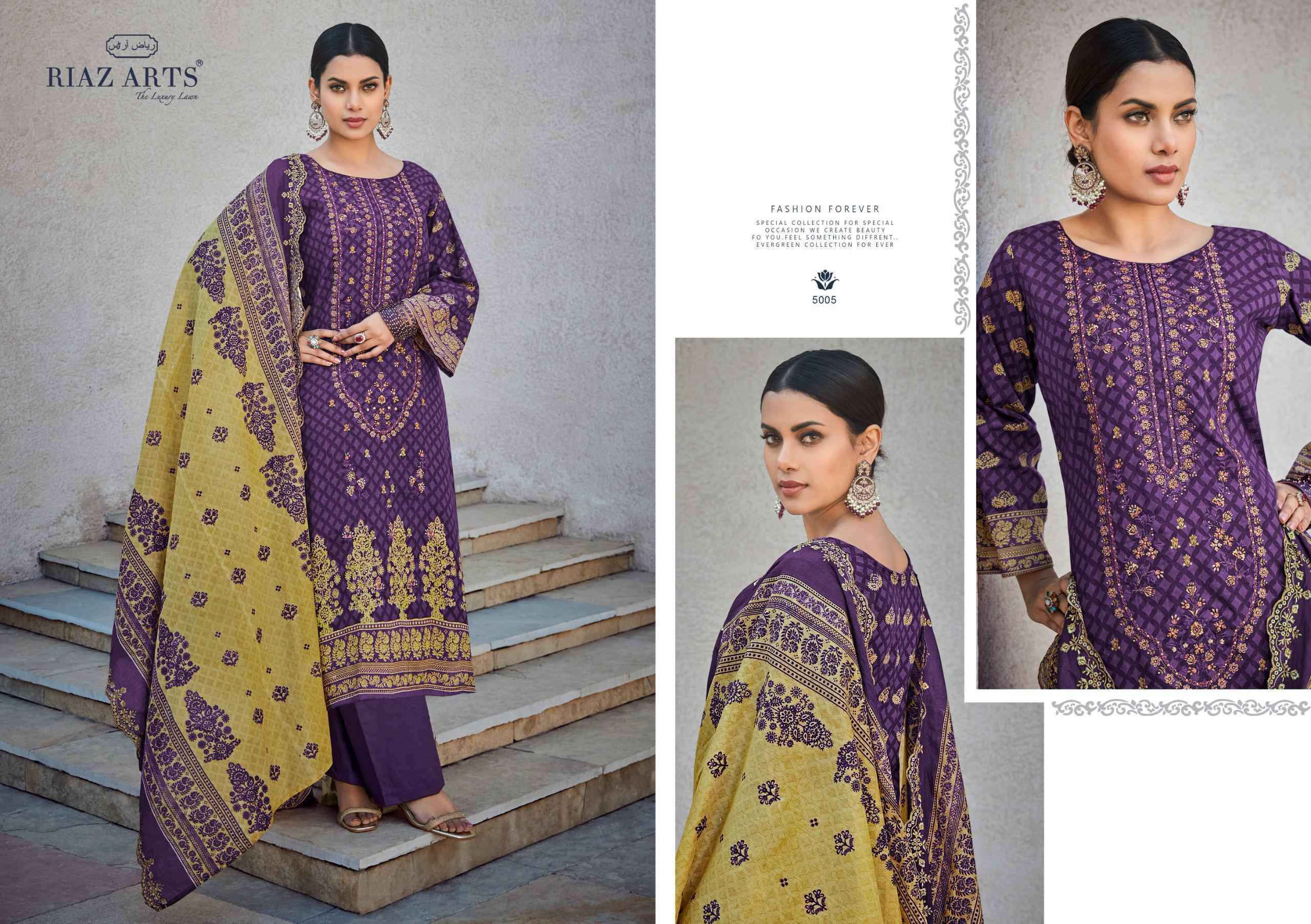Riaz Arts Bin Saeed Vol 5 Cotton Dress Material 8 pcs Catalogue