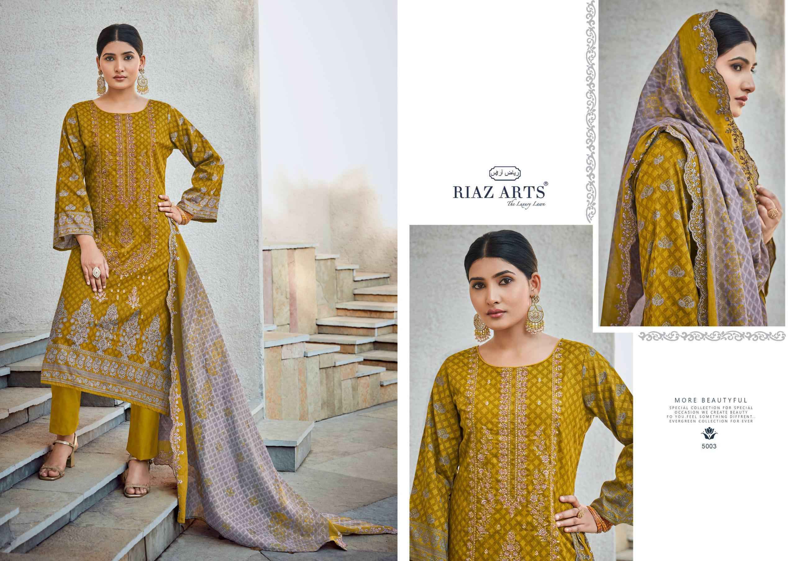 Riaz Arts Bin Saeed Vol 5 Cotton Dress Material 8 pcs Catalogue