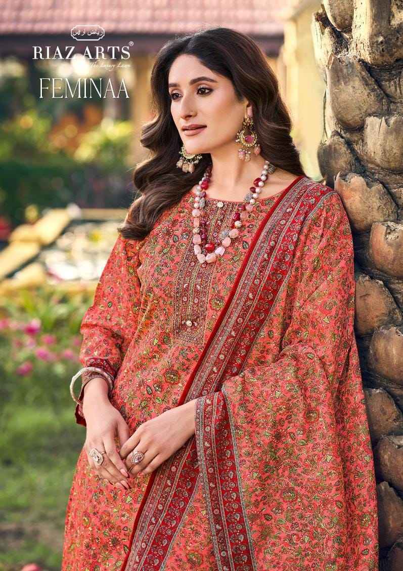 Riaz Arts Femina Cotton Dress Material 4 pcs Catalogue
