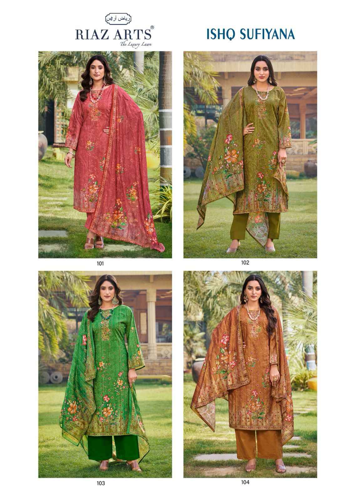 Riaz Arts Ishq Sufiyana Cotton Dress Material 4 pcs Catalogue