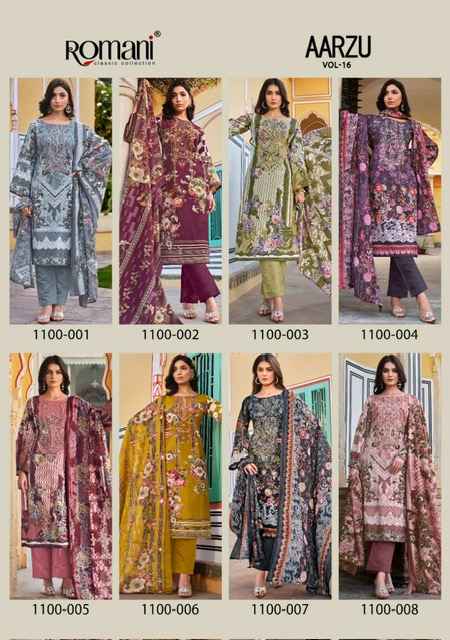 Romani Aarzu Vol 16 Cotton Dress Material 8 pcs Catalogue