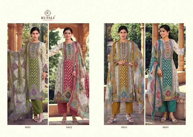 Rupali Fashion Arriana Viscouse Musline Dress Material 4 pcs Catalogue