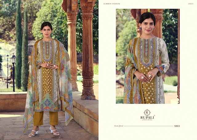 Rupali Fashion Arriana Viscouse Musline Dress Material 4 pcs Catalogue