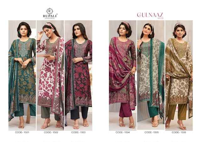 Rupali Fashion Gulnaaz Vol 3 Musline Dress Material 6 pcs Catalogue