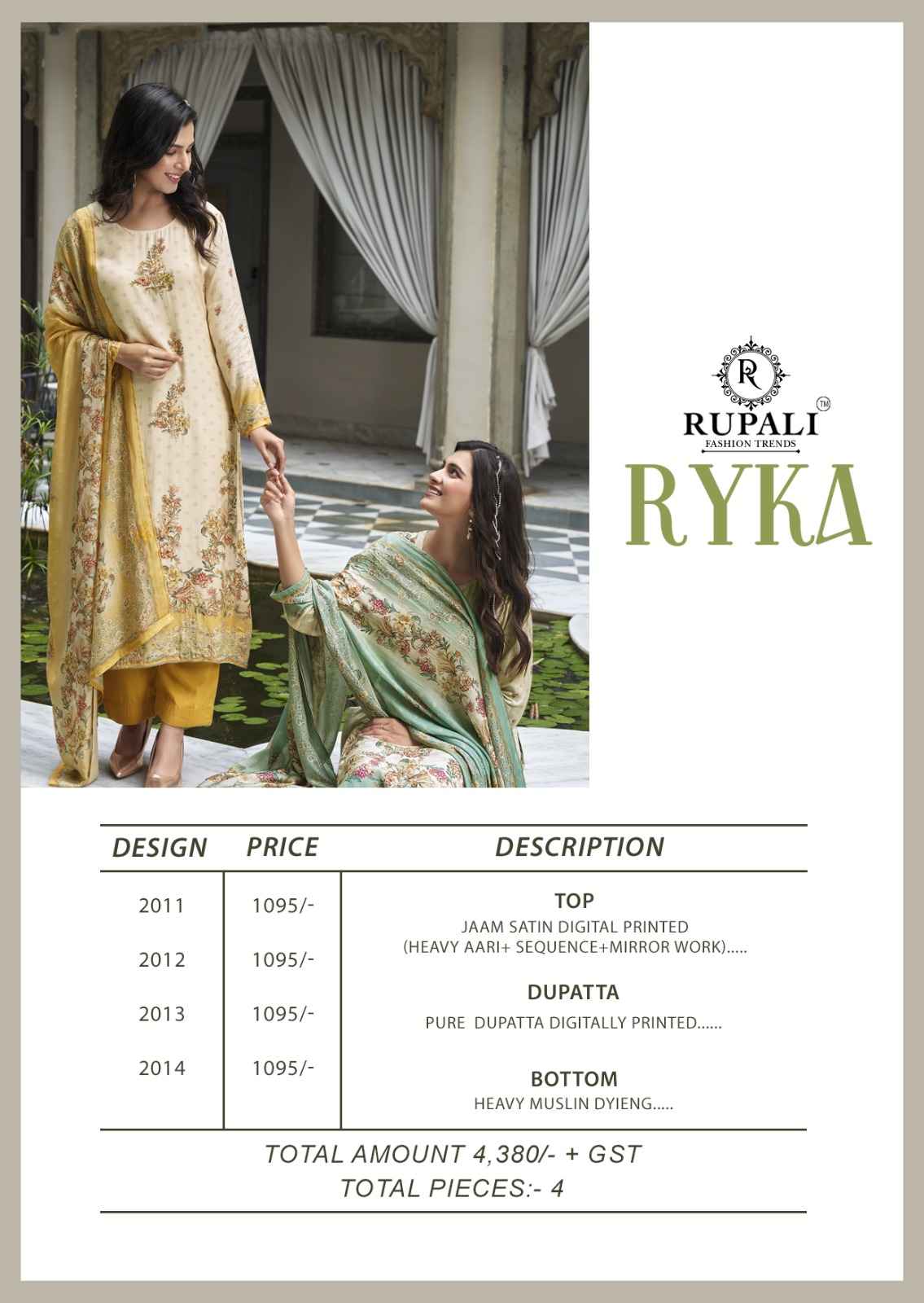 Rupali Fashion Ryka Jam Satin Dress Material 4 Catalogue
