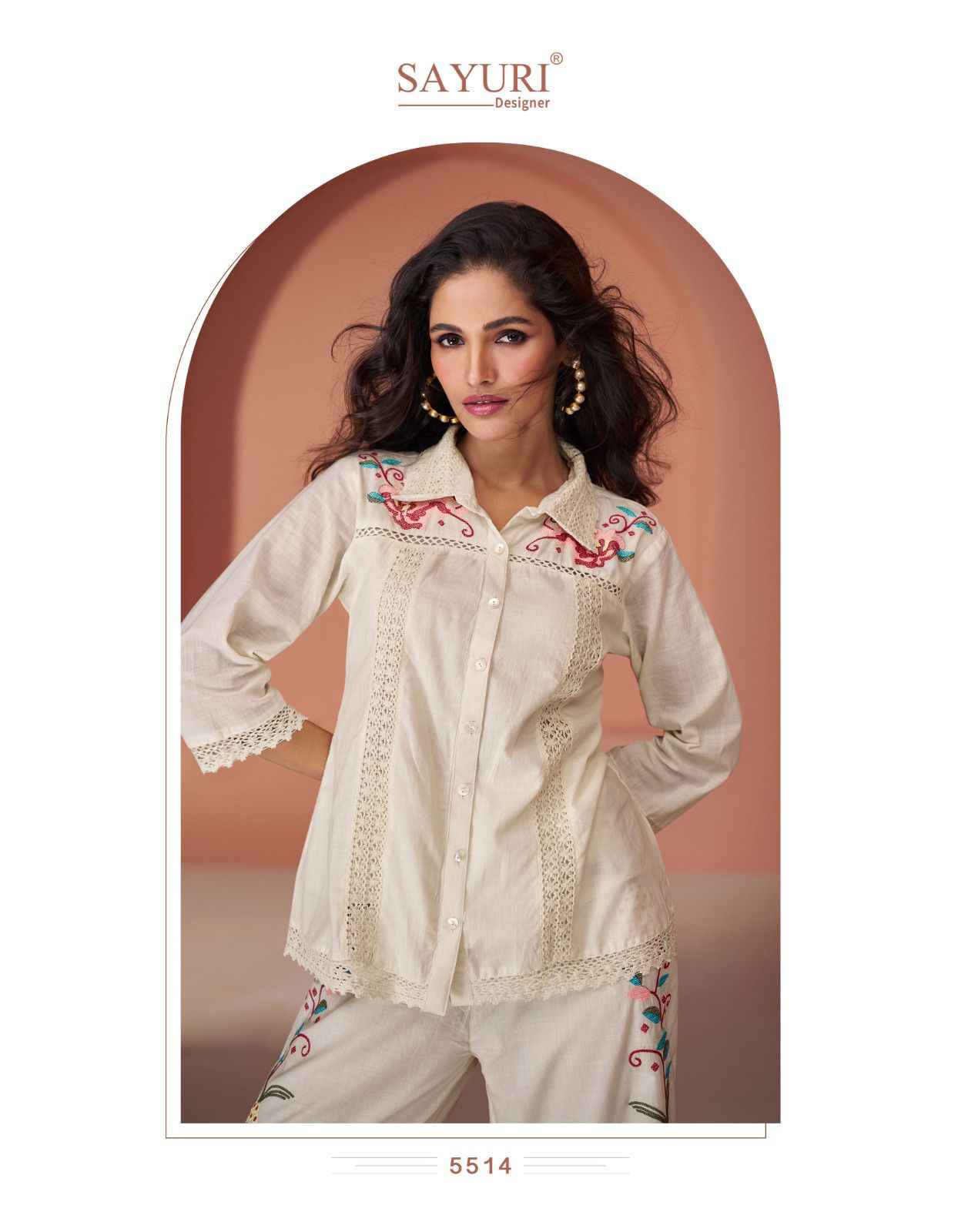 Sayuri Designer Pearl Silk Co Ord Set 5 pcs Catalogue