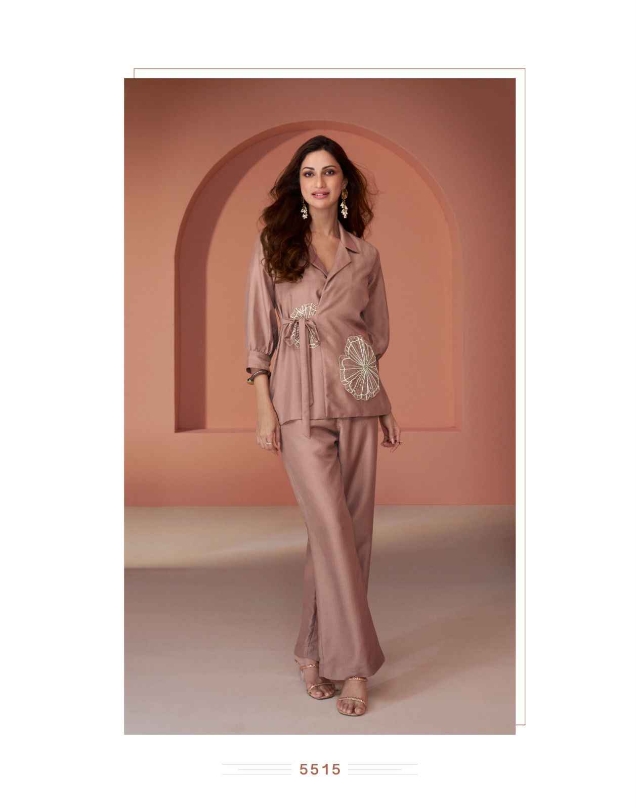 Sayuri Designer Pearl Silk Co Ord Set 5 pcs Catalogue