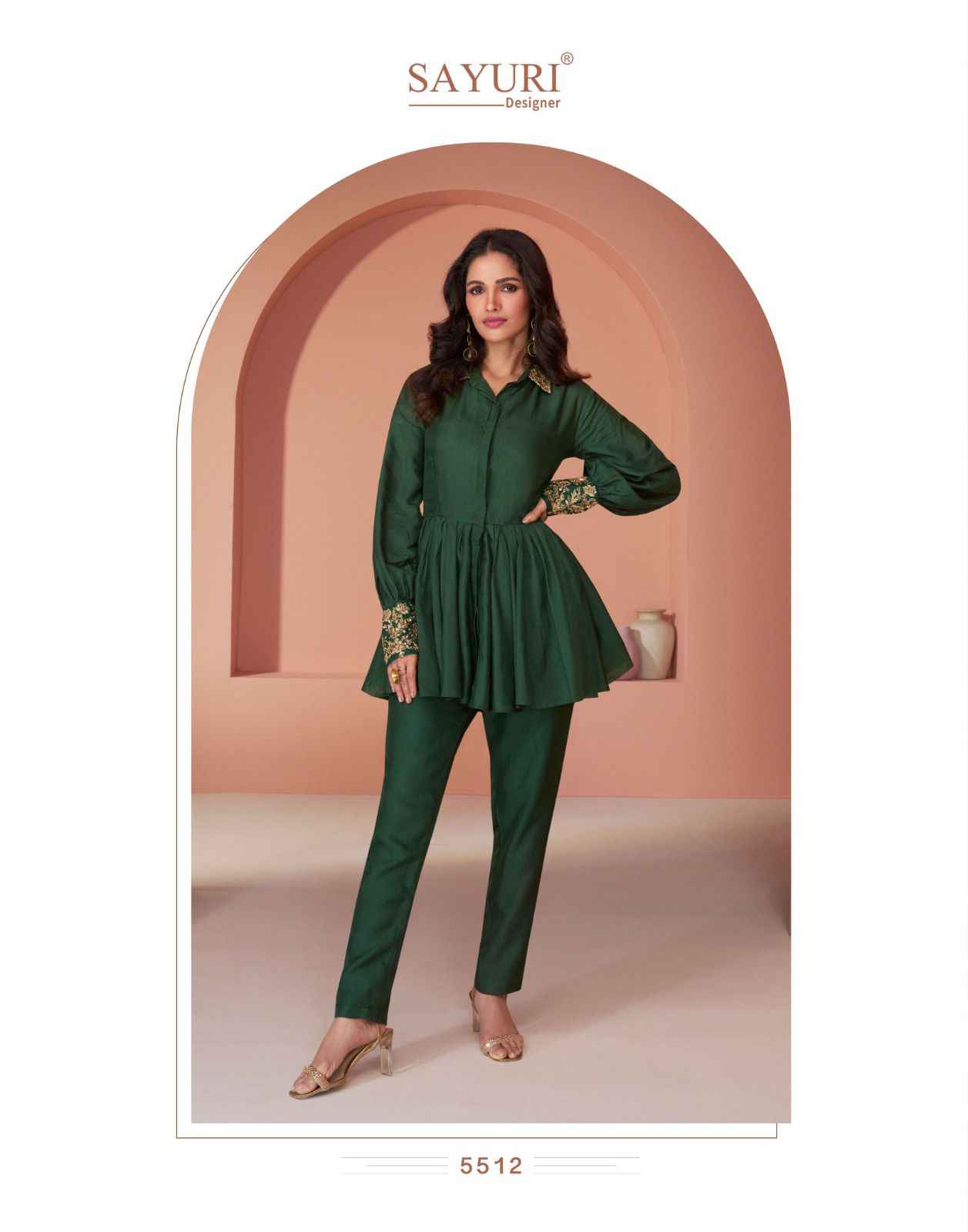 Sayuri Designer Pearl Silk Co Ord Set 5 pcs Catalogue