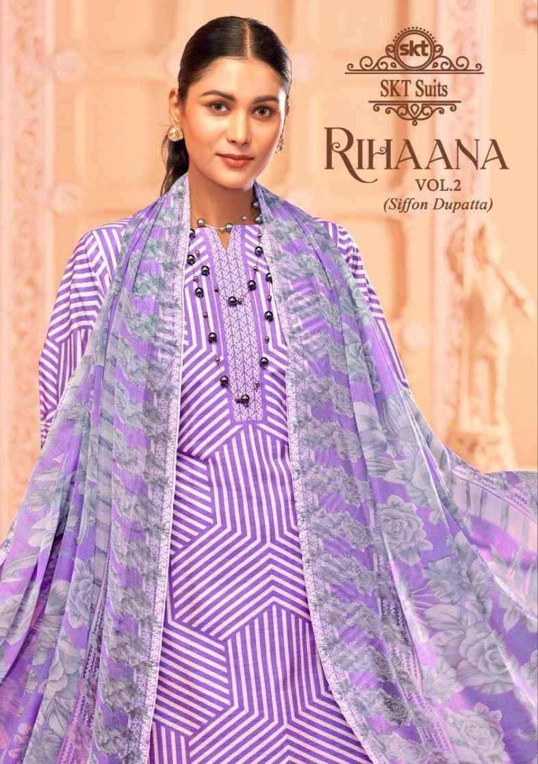 Skt Rihaana Vol 2 Cotton Dress Material 8 pcs Catalogue