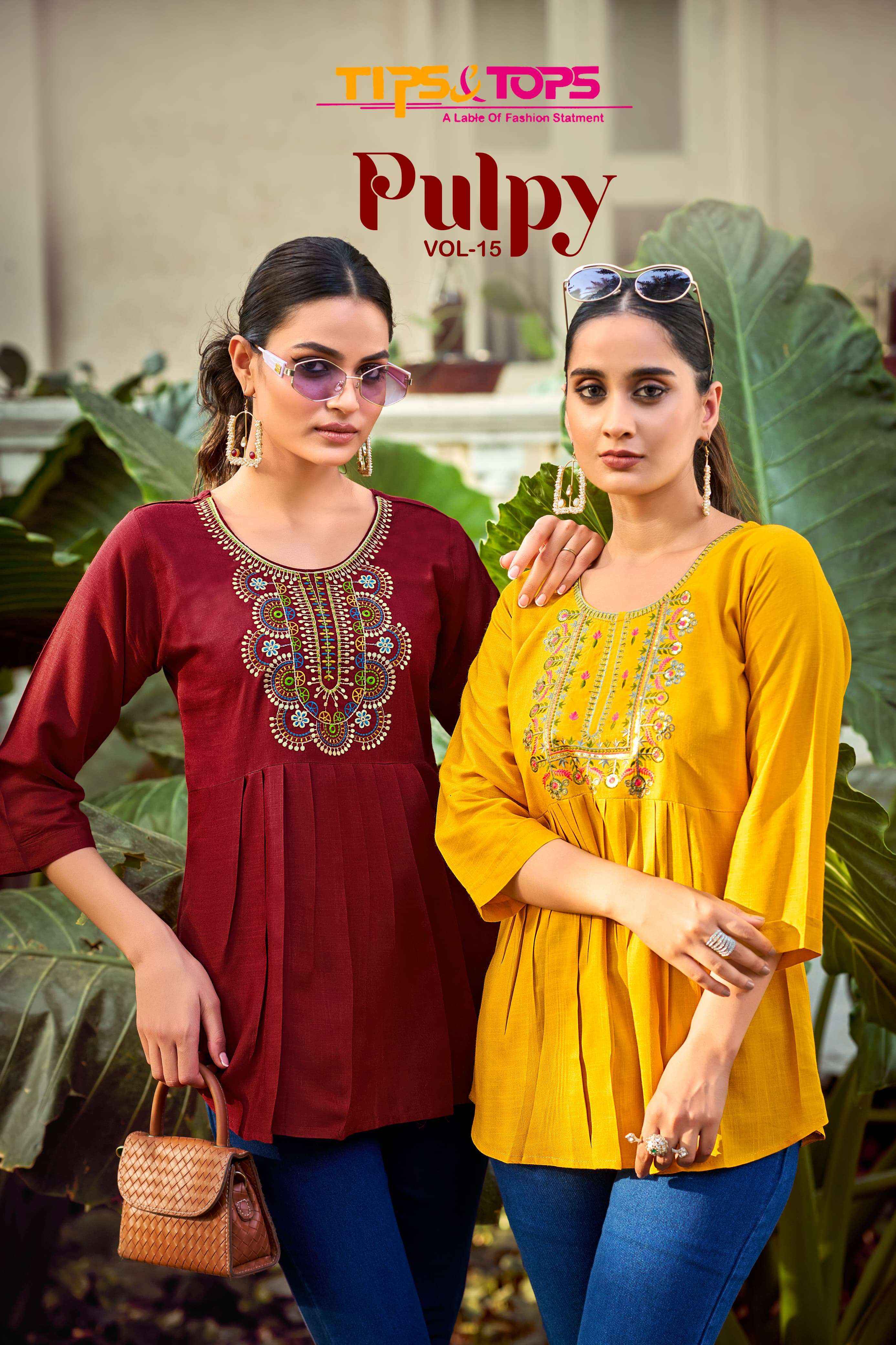 Tips & Tops Pulpy Vol 15 Rayon Top 9 pcs Catalogue