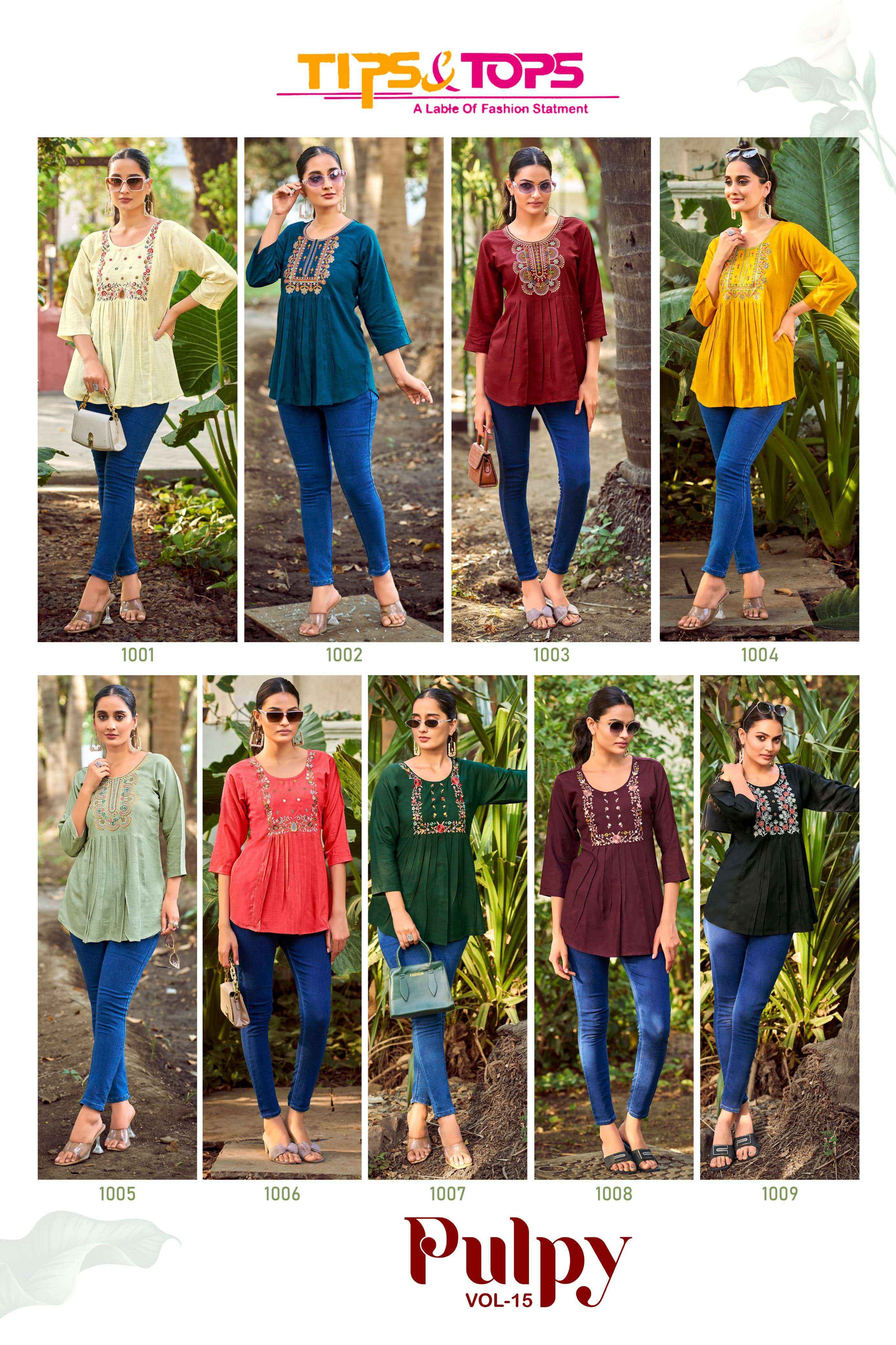 Tips & Tops Pulpy Vol 15 Rayon Top 9 pcs Catalogue