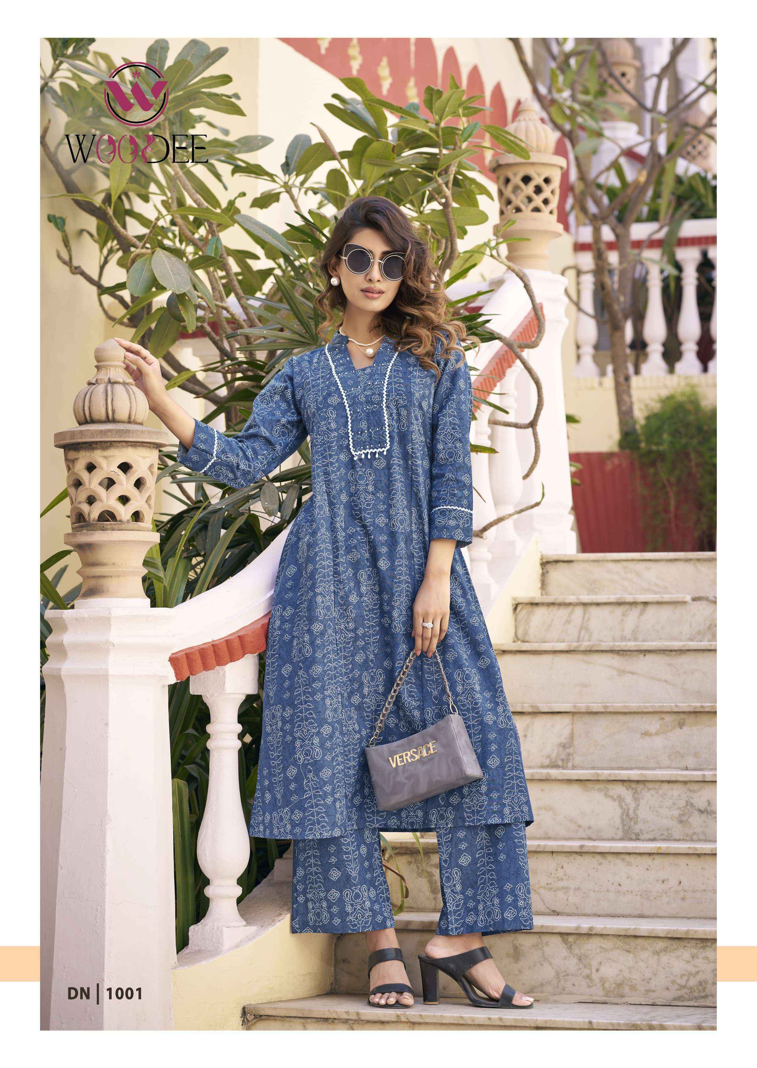Woodee Aneri Cotton Kurti With Bottom 6 pcs Catalogue