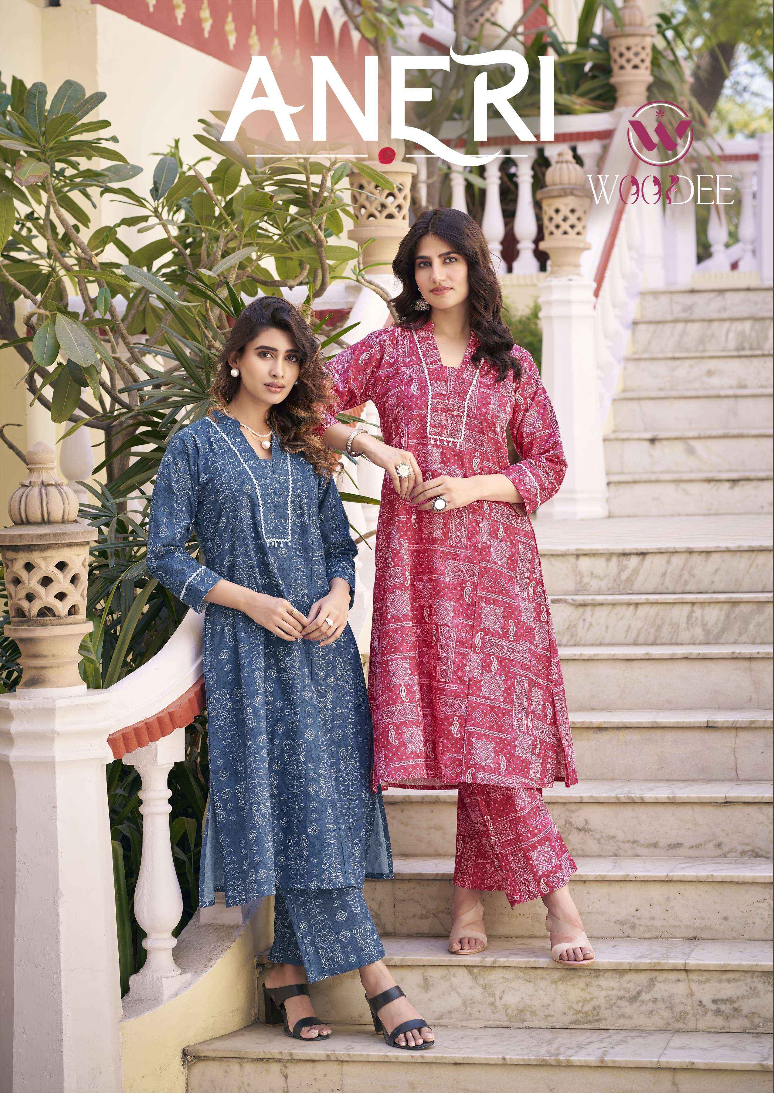Woodee Aneri Cotton Kurti With Bottom 6 pcs Catalogue