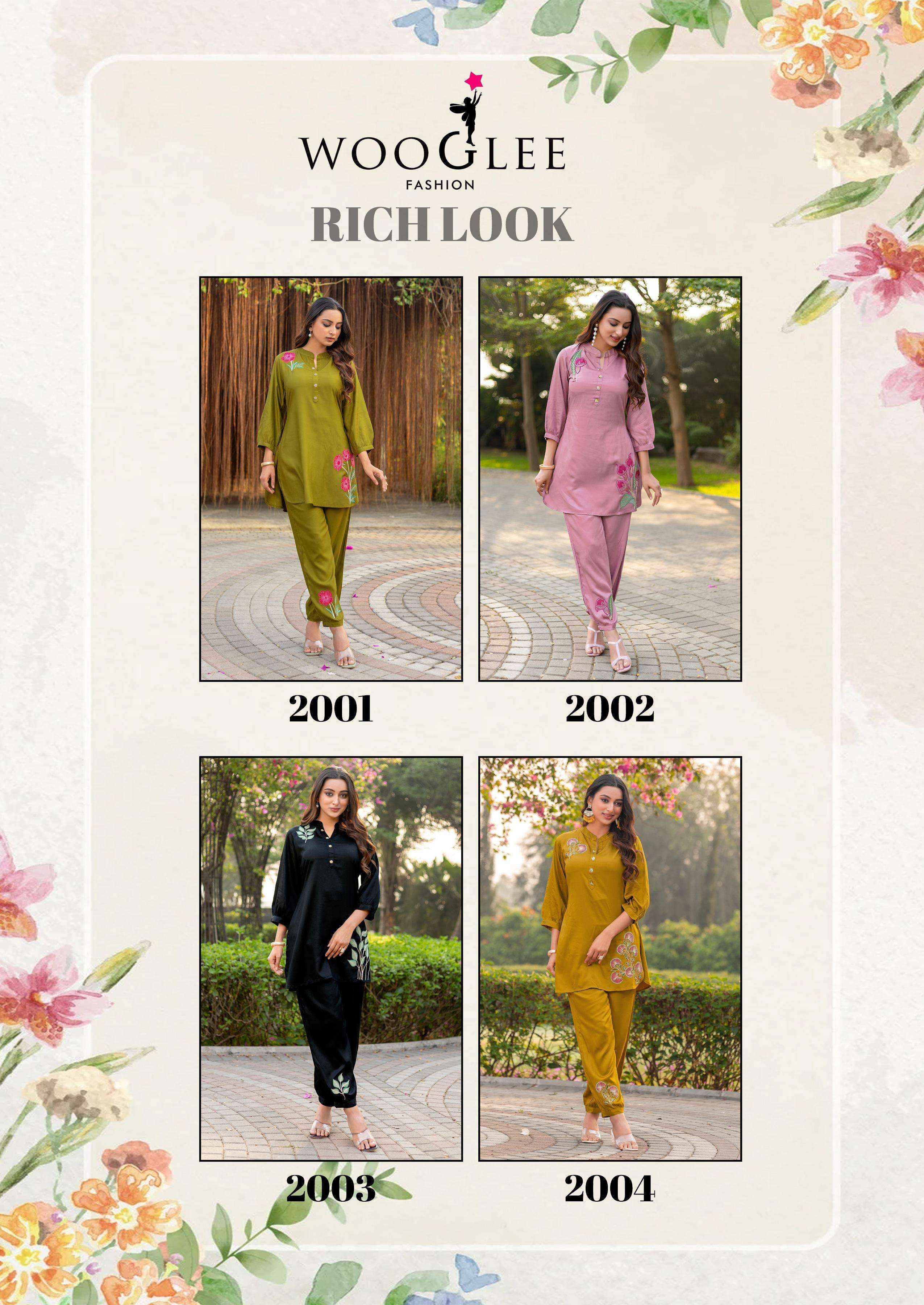 Wooglee Rich Look Viscouse Co Ord Set 4 pcs Catalogue