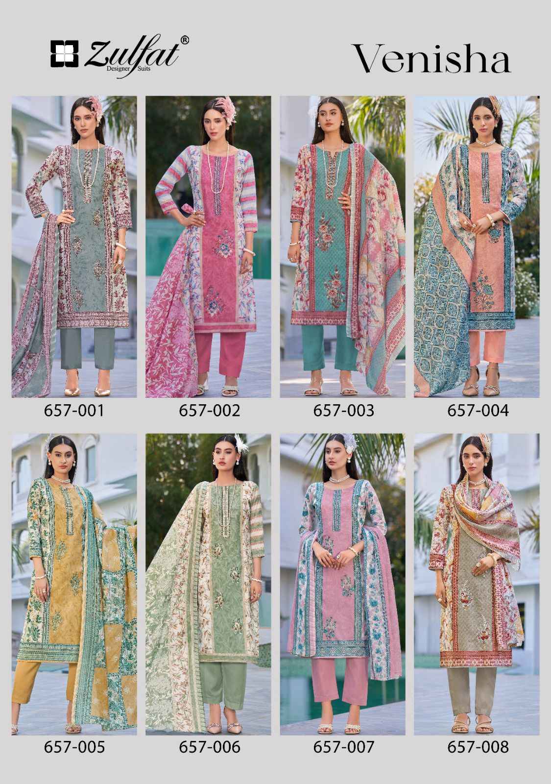 Zulfat Venisha Cotton Dress Material 8 pcs Catalogue