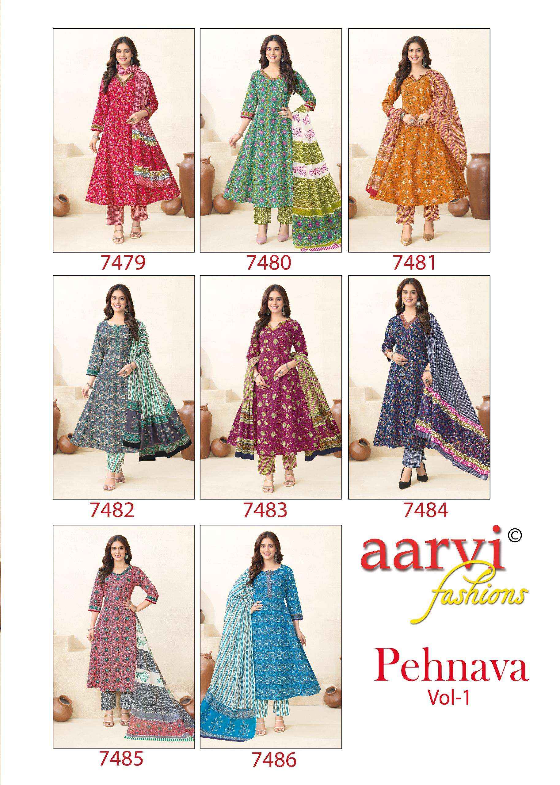 Aarvi Fashion Pehnava Vol 1 Radymade Cotton Dress 8 pcs Catalogue