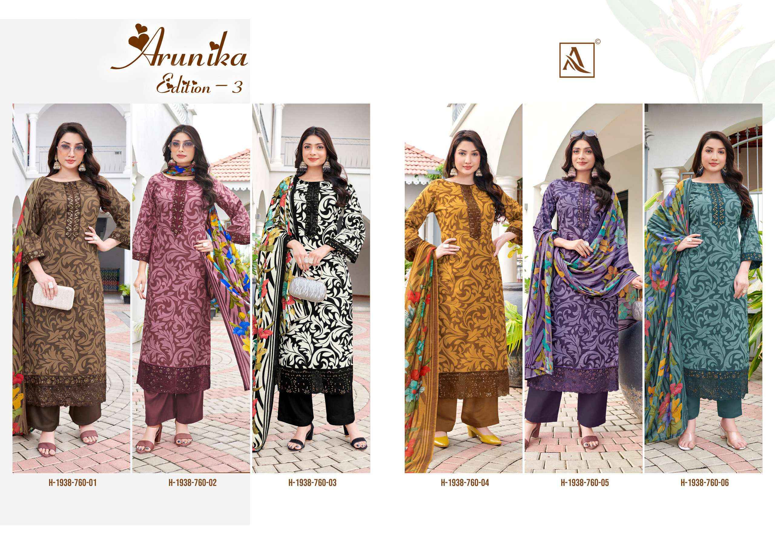 Alok Arunika Edition 3 Cambric Cotton Dress Material 6 pcs Catalogue