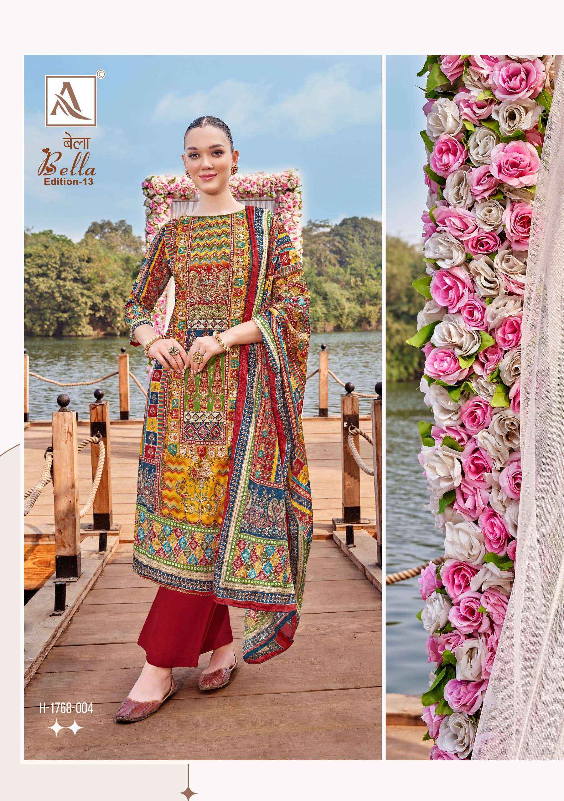 Alok Bella Edition 13 Muslin Dress Material 6 pcs Catalogue
