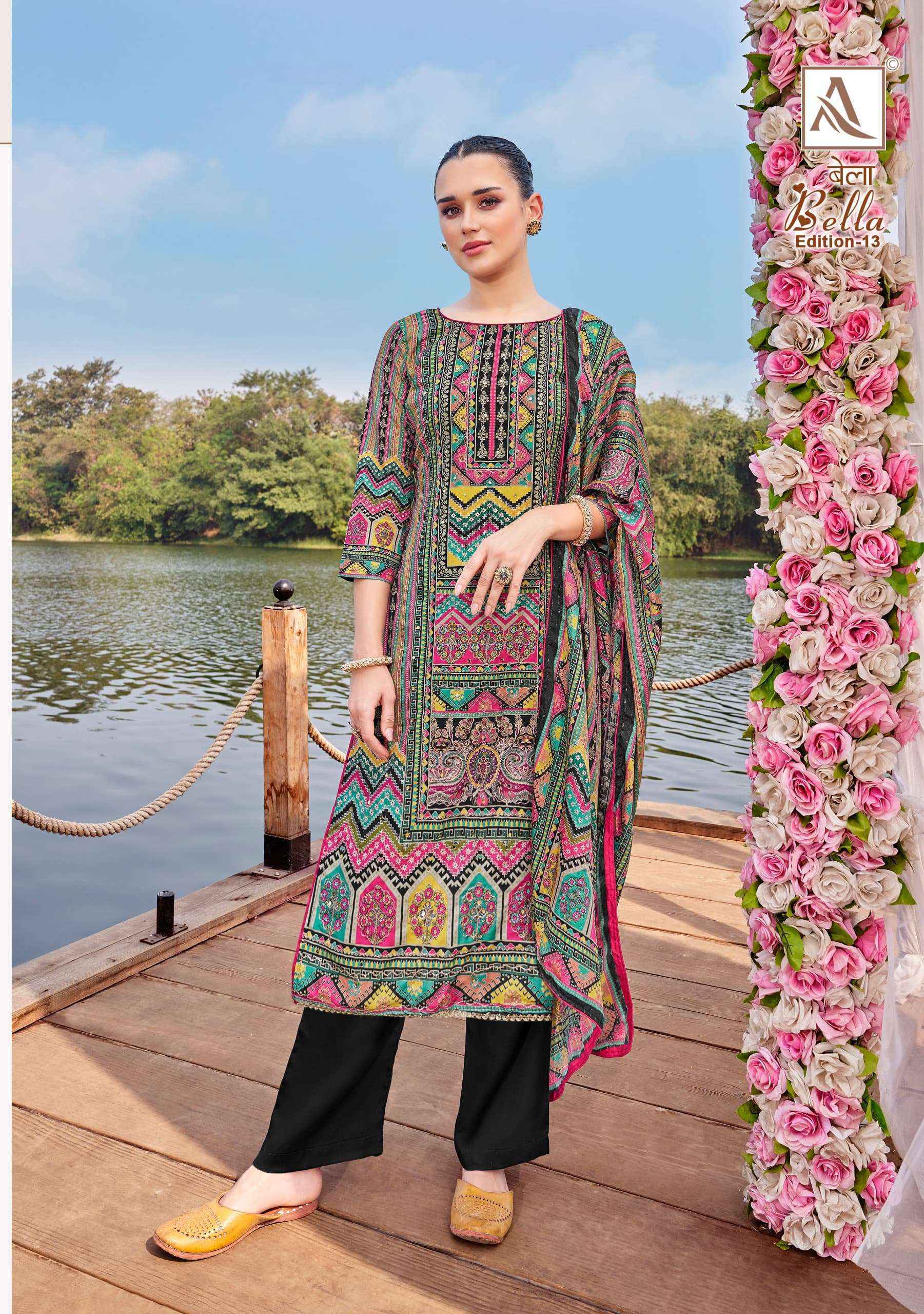 Alok Bella Edition 13 Muslin Dress Material 6 pcs Catalogue