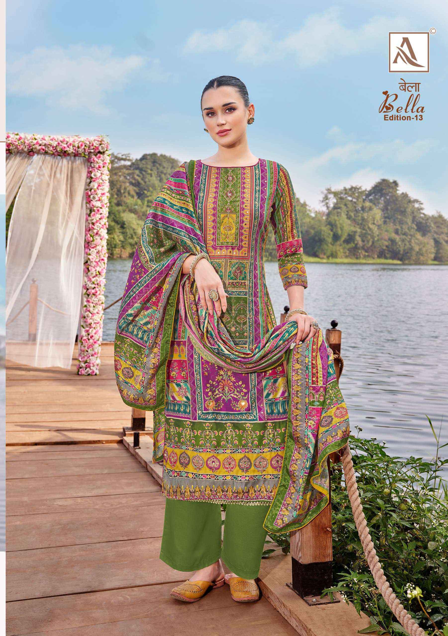 Alok Bella Edition 13 Muslin Dress Material 6 pcs Catalogue