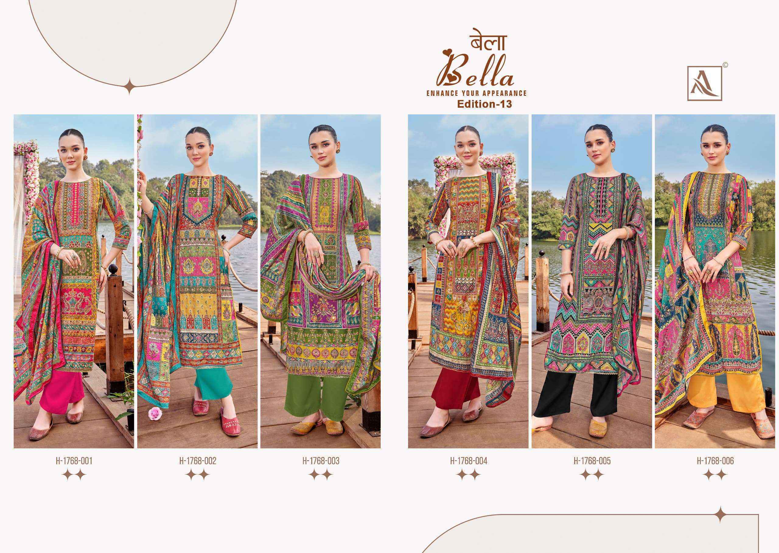 Alok Bella Edition 13 Muslin Dress Material 6 pcs Catalogue