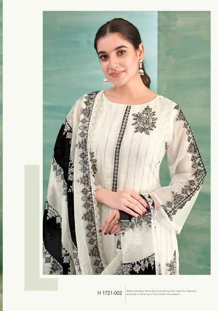 Alok Black & White Organza Dress Material 2 pcs Catalogue