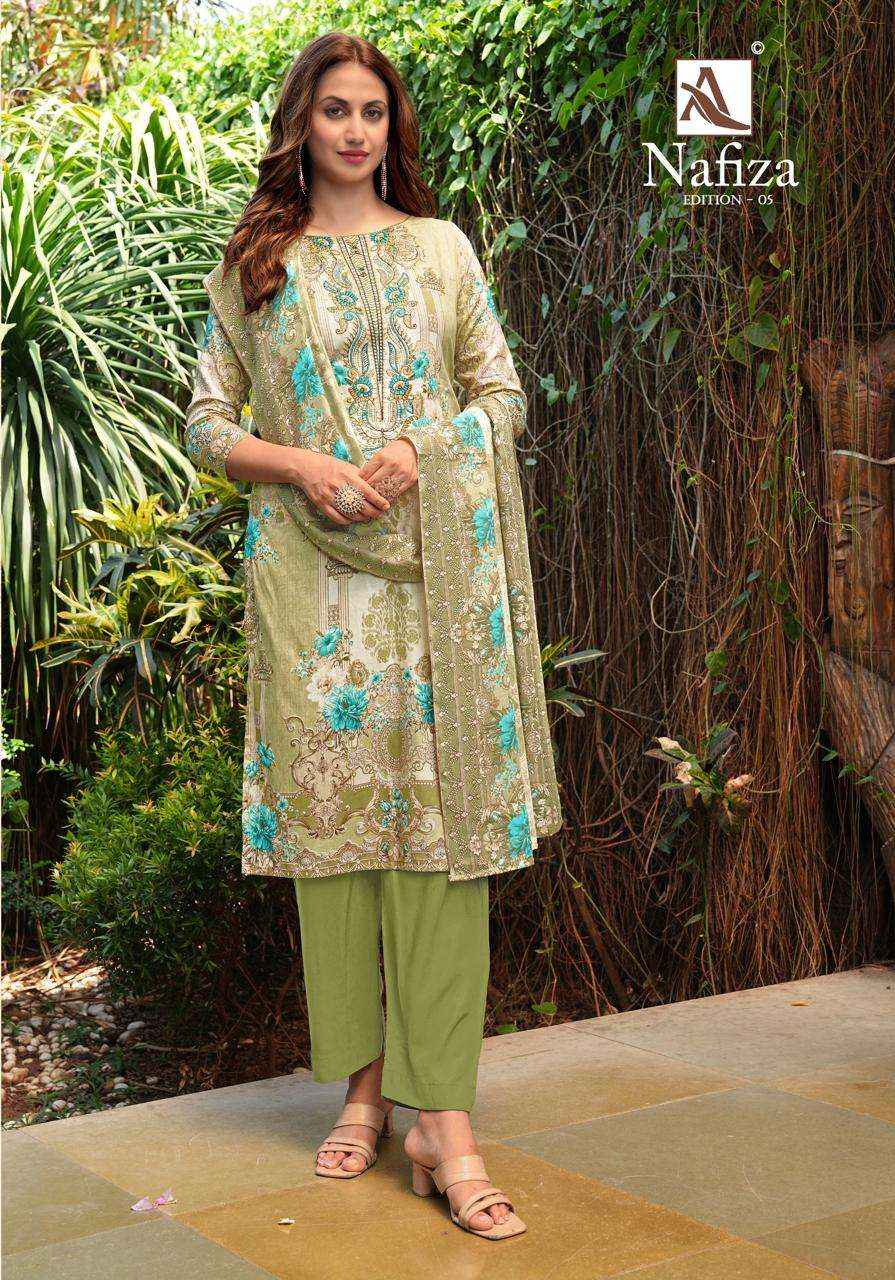 Alok Nafiza Editon 5 Cambric Cotton Dress Material 8 pcs Catalogue