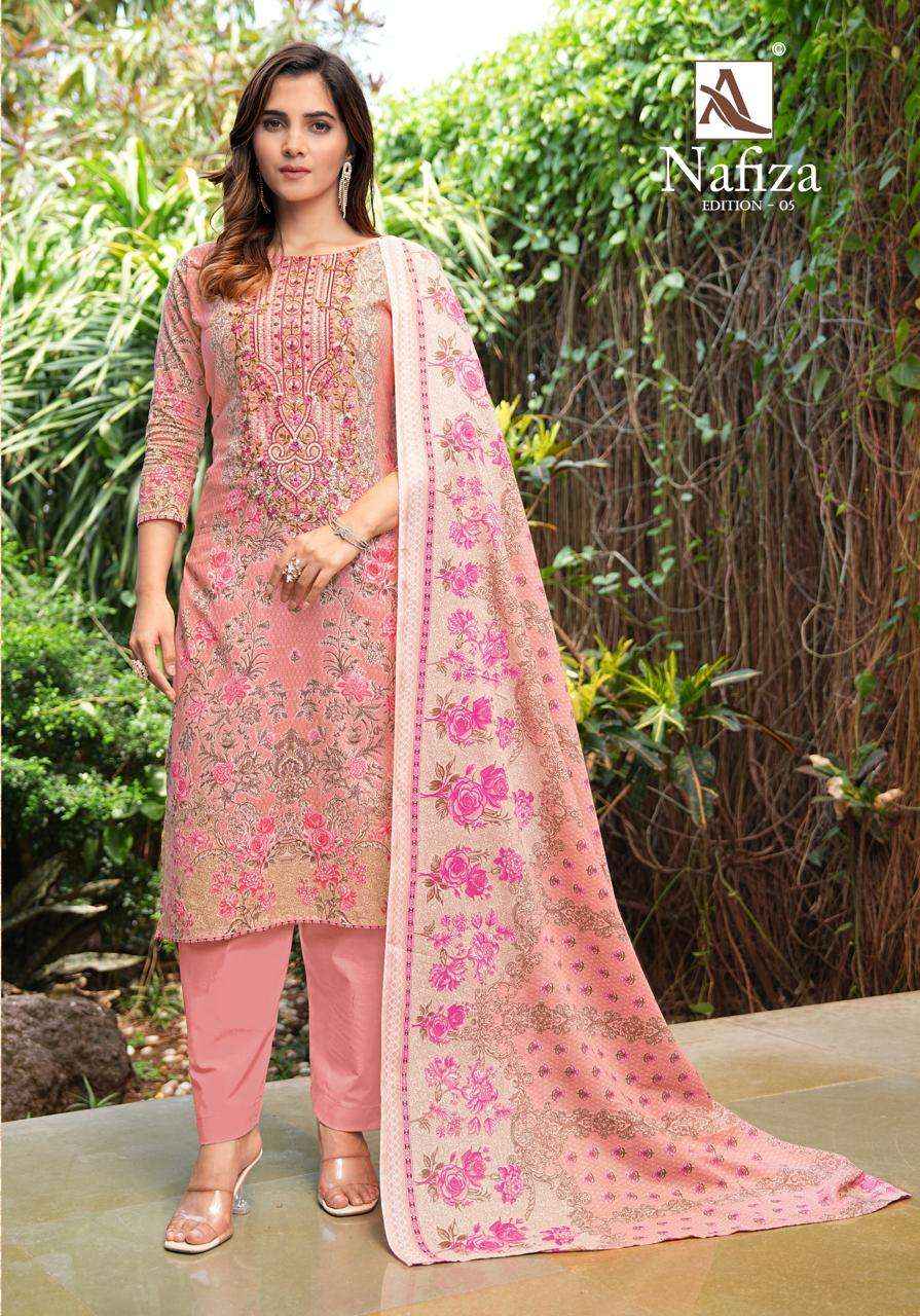 Alok Nafiza Editon 5 Cambric Cotton Dress Material 8 pcs Catalogue