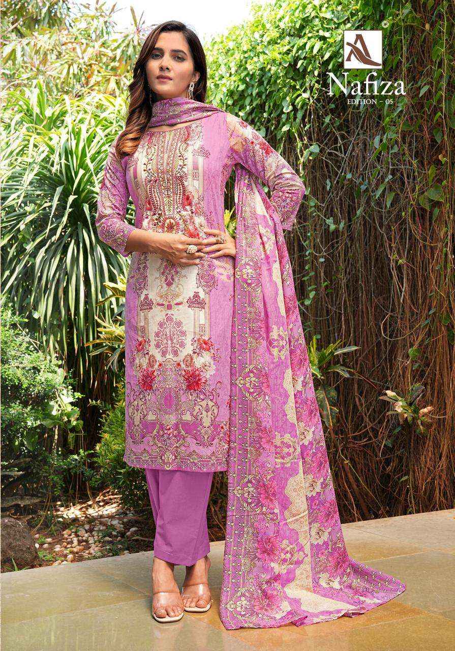 Alok Nafiza Editon 5 Cambric Cotton Dress Material 8 pcs Catalogue