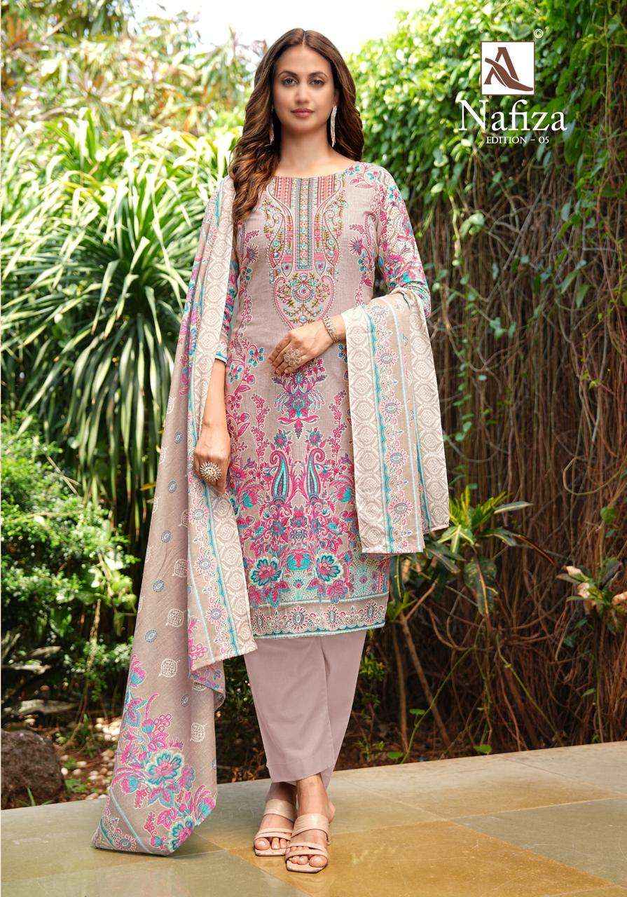 Alok Nafiza Editon 5 Cambric Cotton Dress Material 8 pcs Catalogue