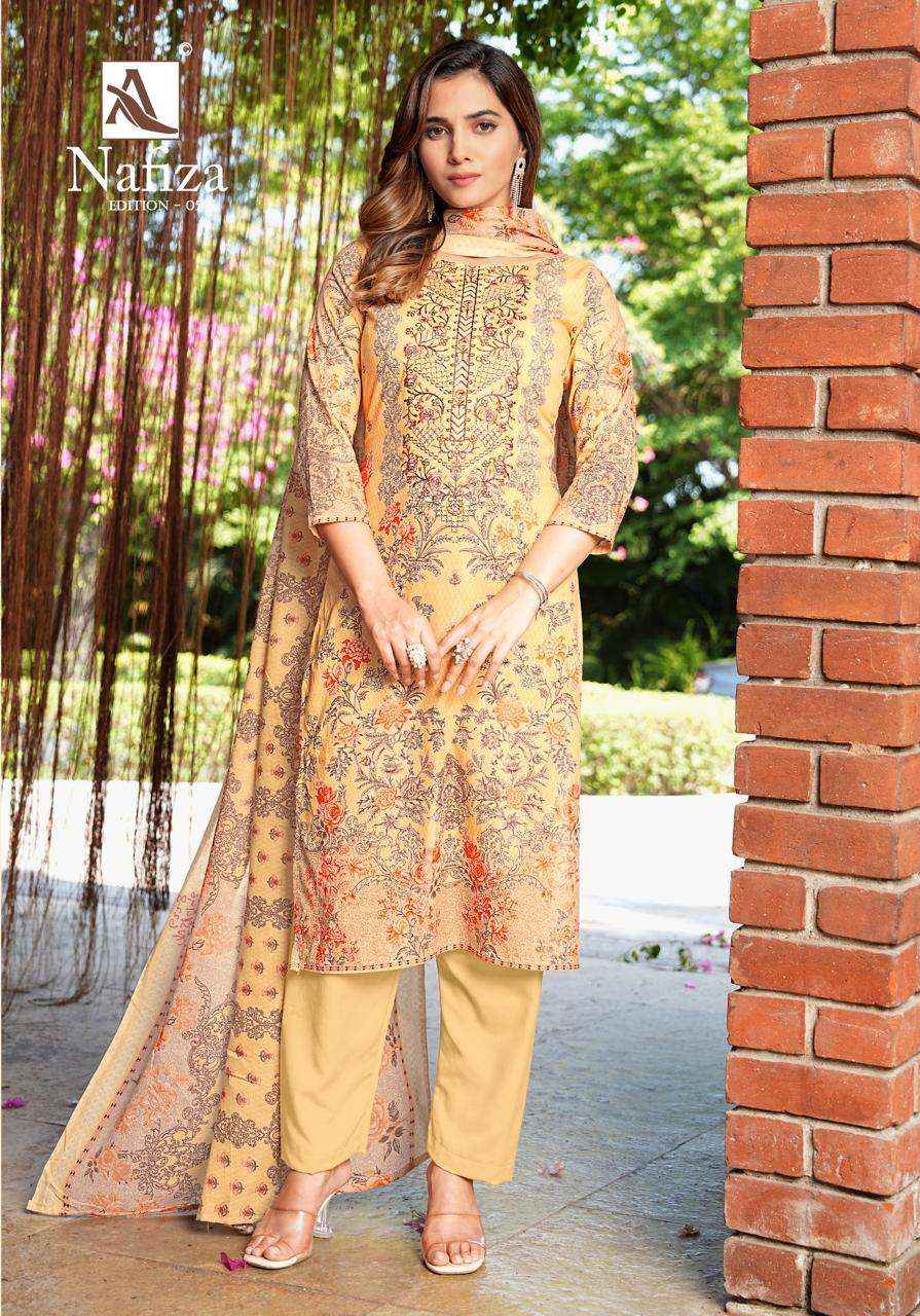 Alok Nafiza Editon 5 Cambric Cotton Dress Material 8 pcs Catalogue