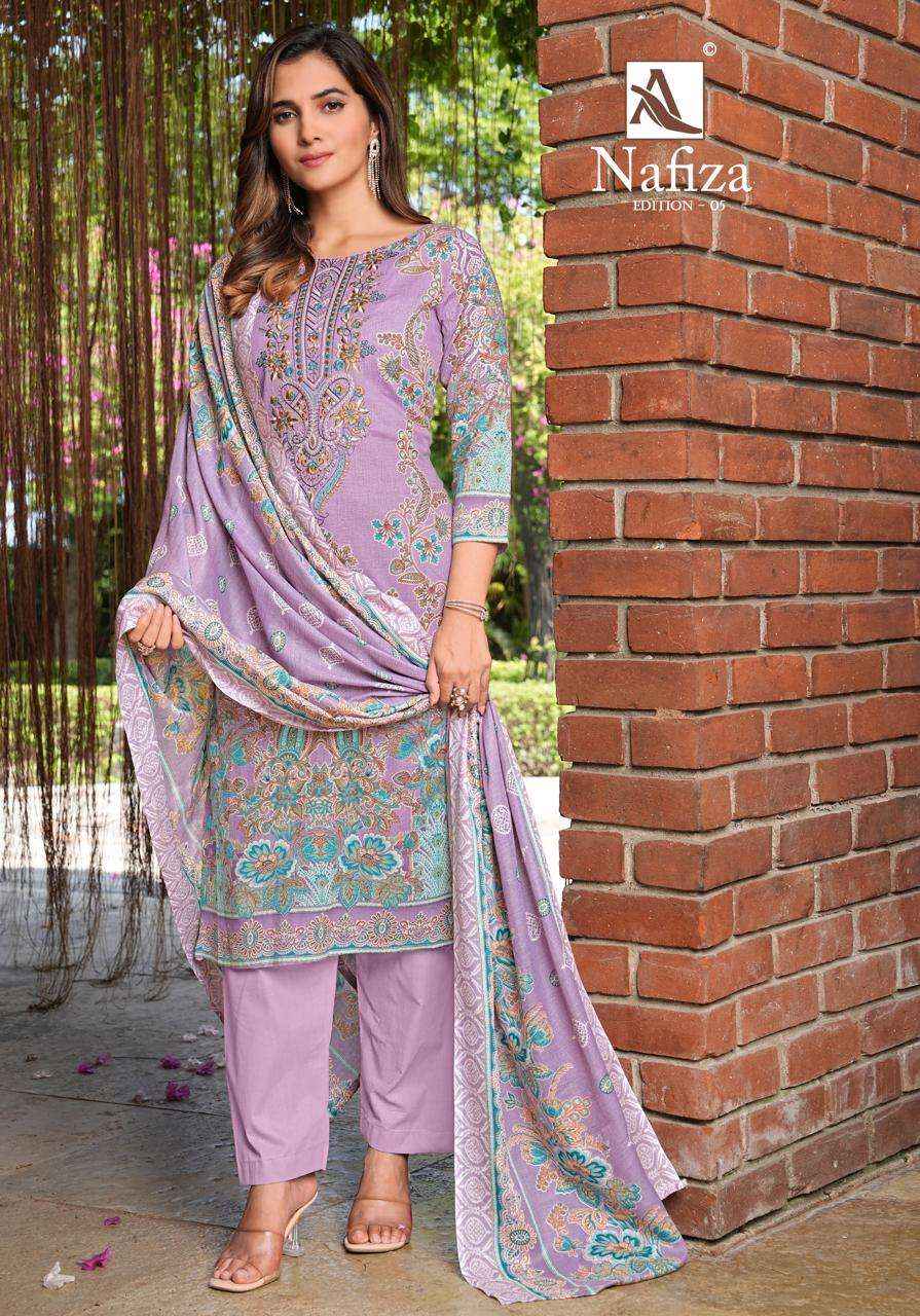 Alok Nafiza Editon 5 Cambric Cotton Dress Material 8 pcs Catalogue