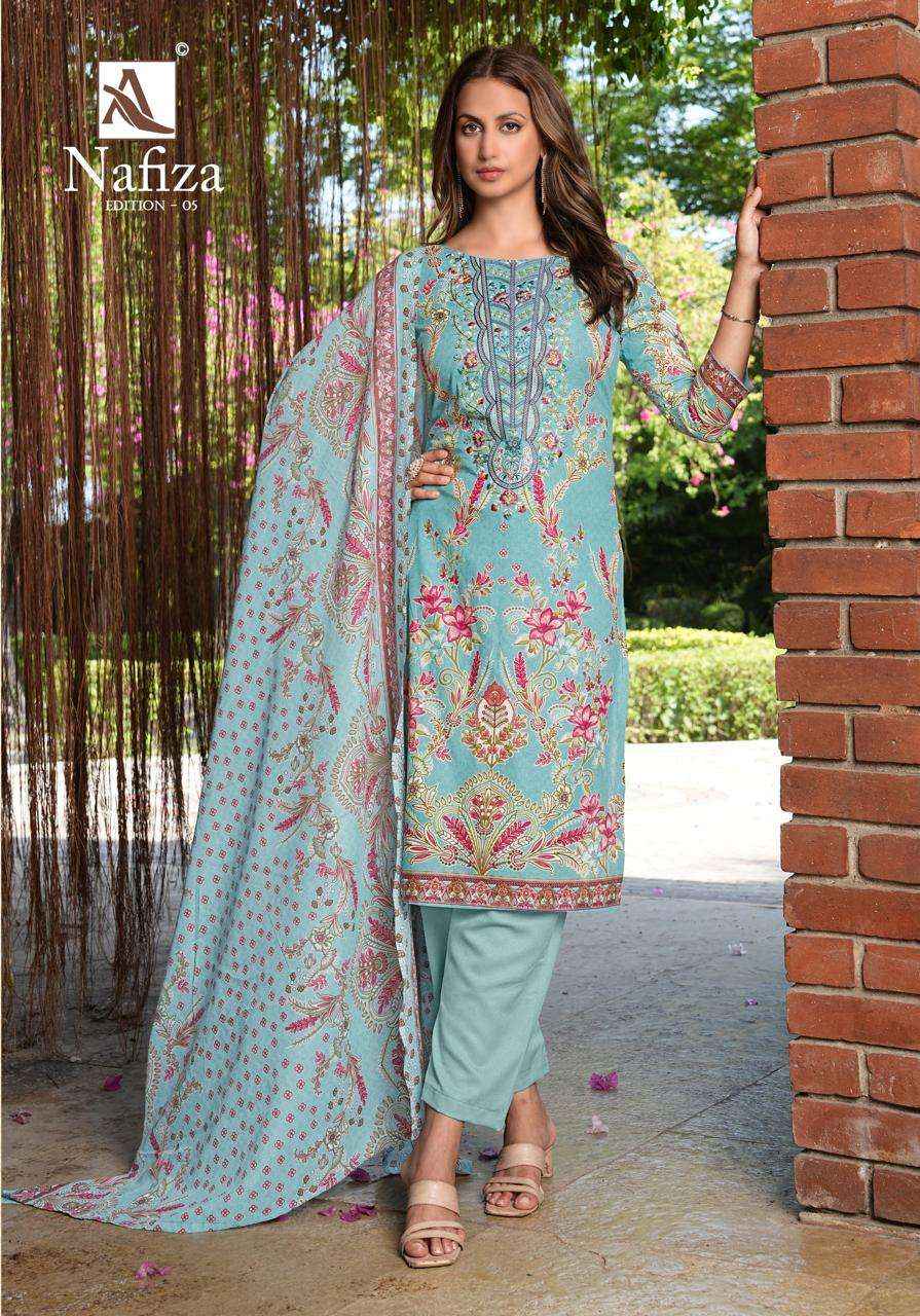 Alok Nafiza Editon 5 Cambric Cotton Dress Material 8 pcs Catalogue