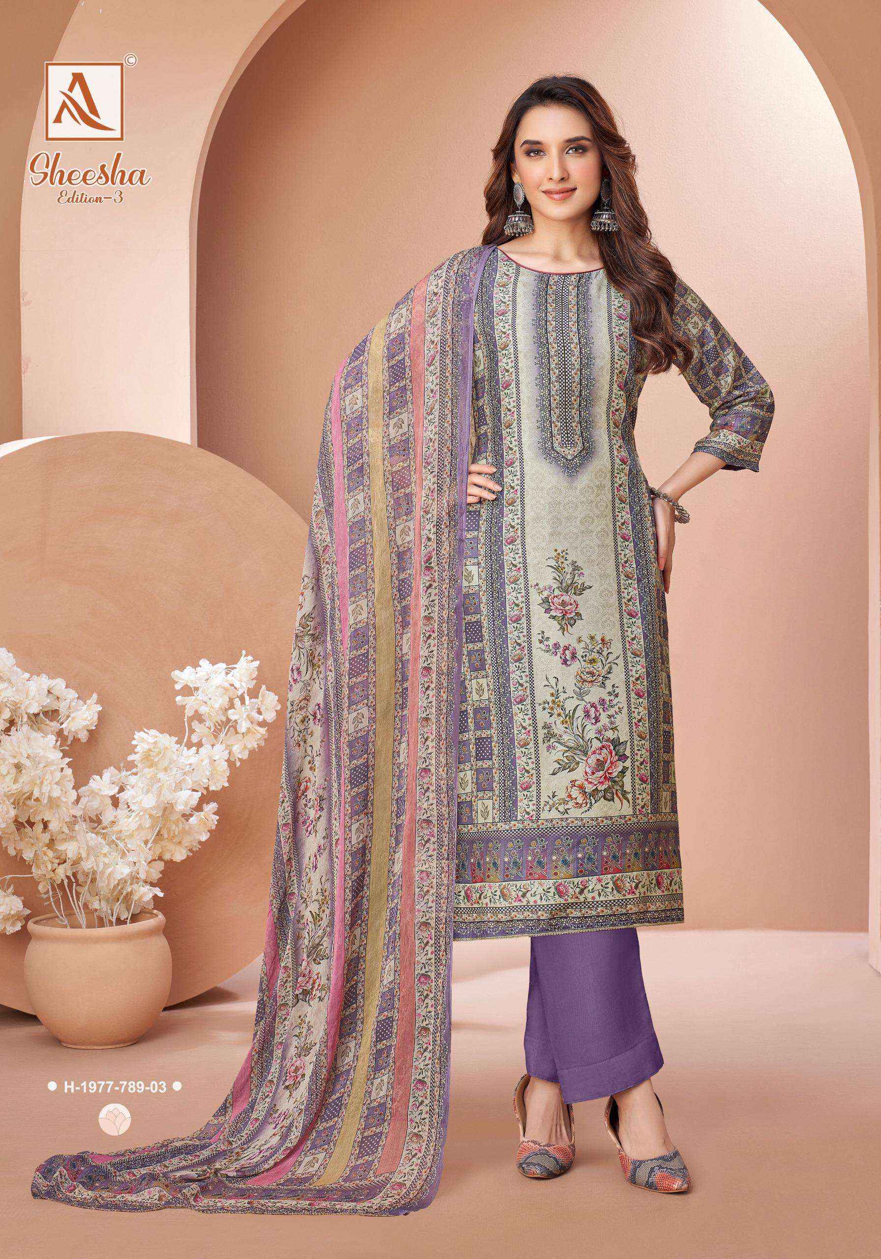 Alok Sheesha Vol 3 Viscose Muslin Dress Material 4 pcs Catalogue
