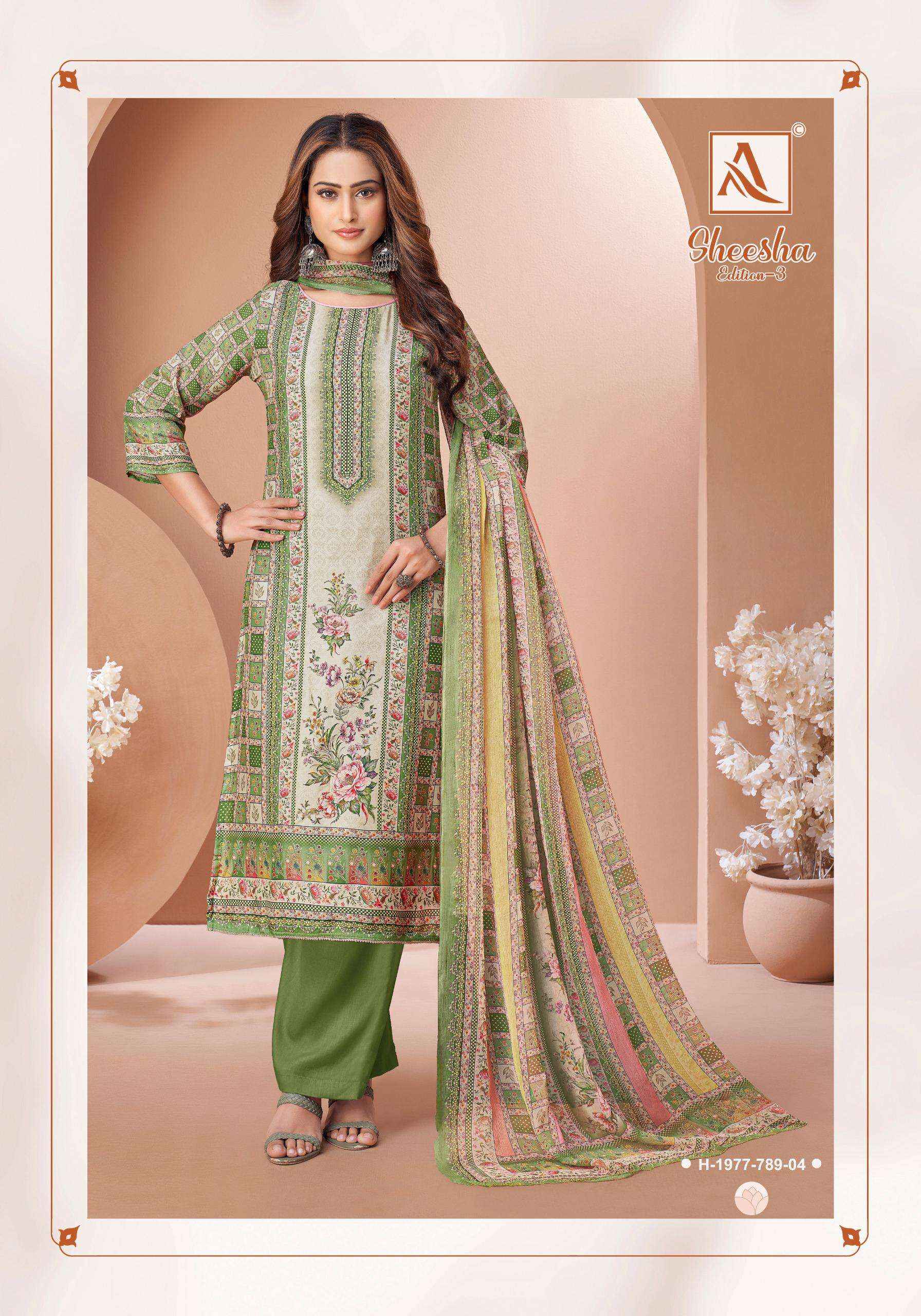 Alok Sheesha Vol 3 Viscose Muslin Dress Material 4 pcs Catalogue