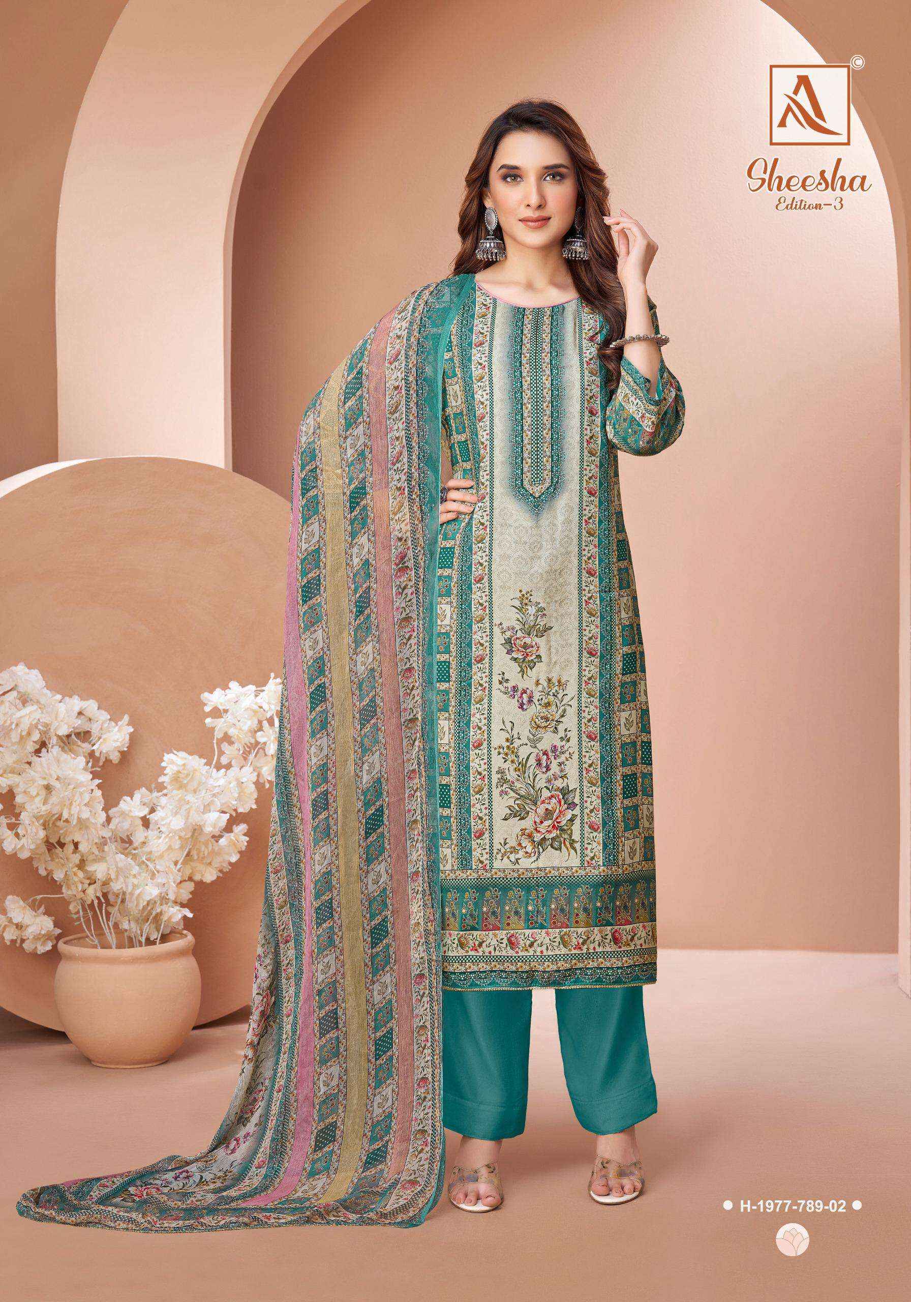 Alok Sheesha Vol 3 Viscose Muslin Dress Material 4 pcs Catalogue