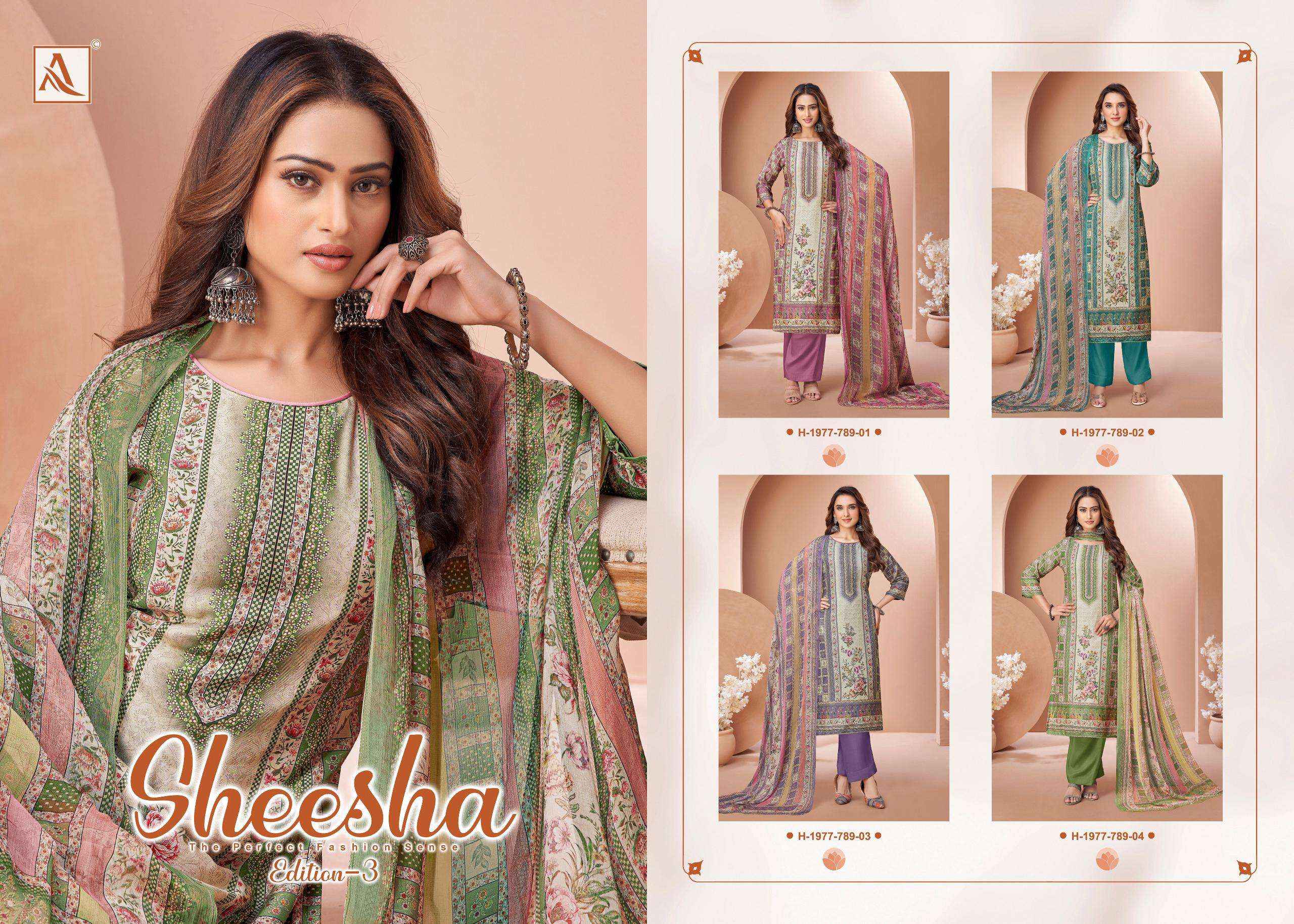 Alok Sheesha Vol 3 Viscose Muslin Dress Material 4 pcs Catalogue