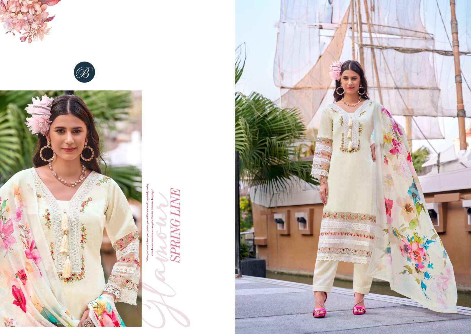 Belliza Majestic roman Silk Dress Material 6 pcs Cataloge
