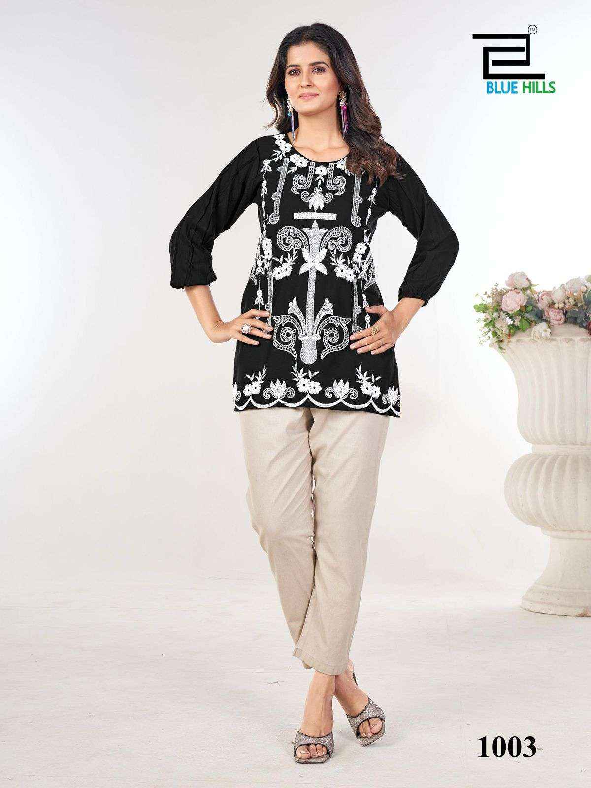 Blue Hills Rabbit Rayon Weastern Top 6 pcs Catalogue