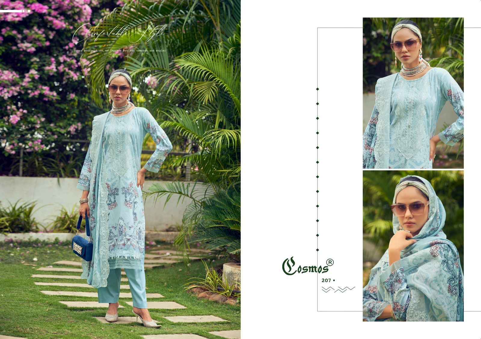Cosmos Needle Wonder Vol 2 Lawn Cotton Dress Material 8 pcs Catalogue