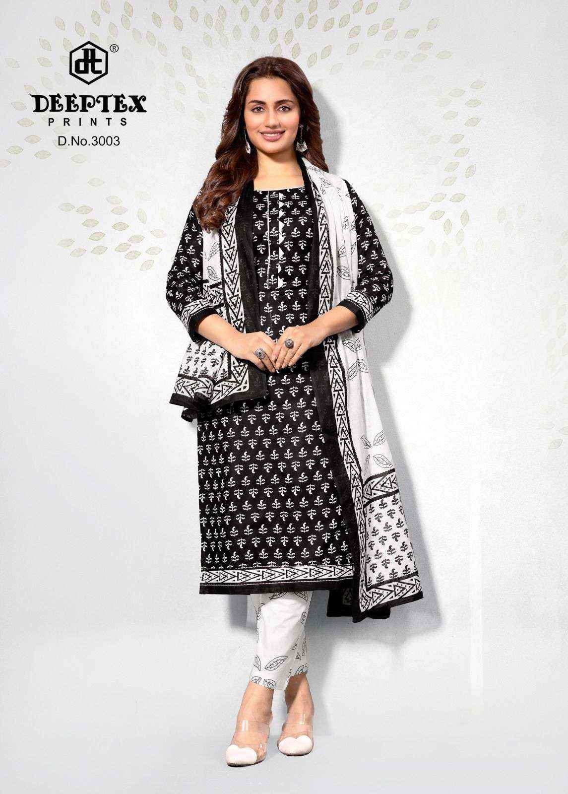 Deeptex Aaliza Black & White Special Vol 3 Cotton Dress Material 10 pcs Catalogue
