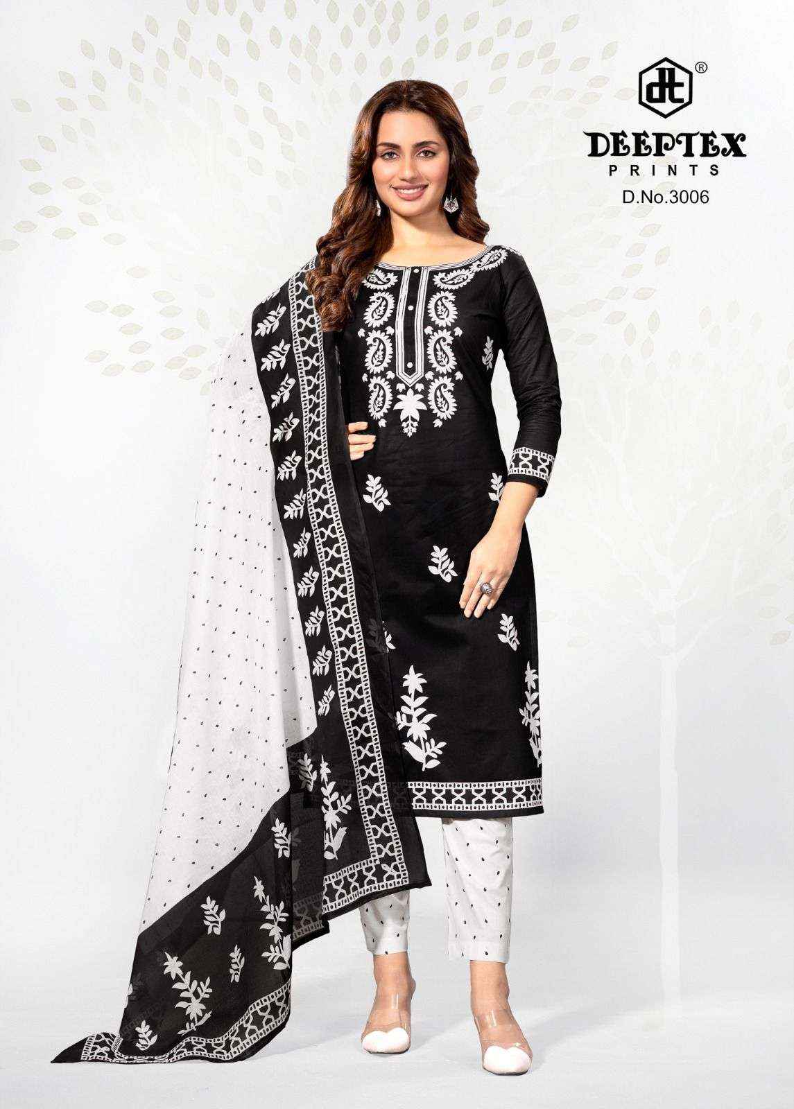 Deeptex Aaliza Black & White Special Vol 3 Cotton Dress Material 10 pcs Catalogue