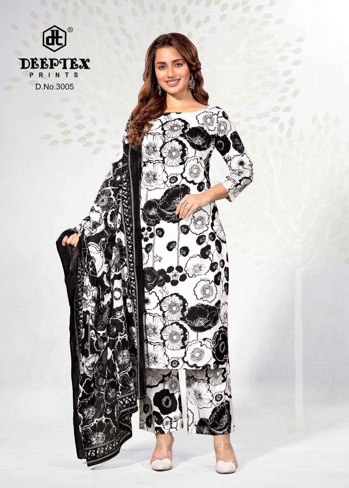 Deeptex Aaliza Black & White Special Vol 3 Cotton Dress Material 10 pcs Catalogue