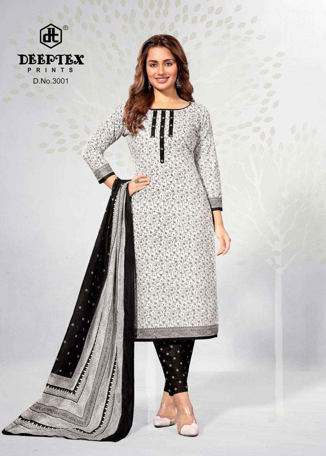 Deeptex Aaliza Black & White Special Vol 3 Cotton Dress Material 10 pcs Catalogue