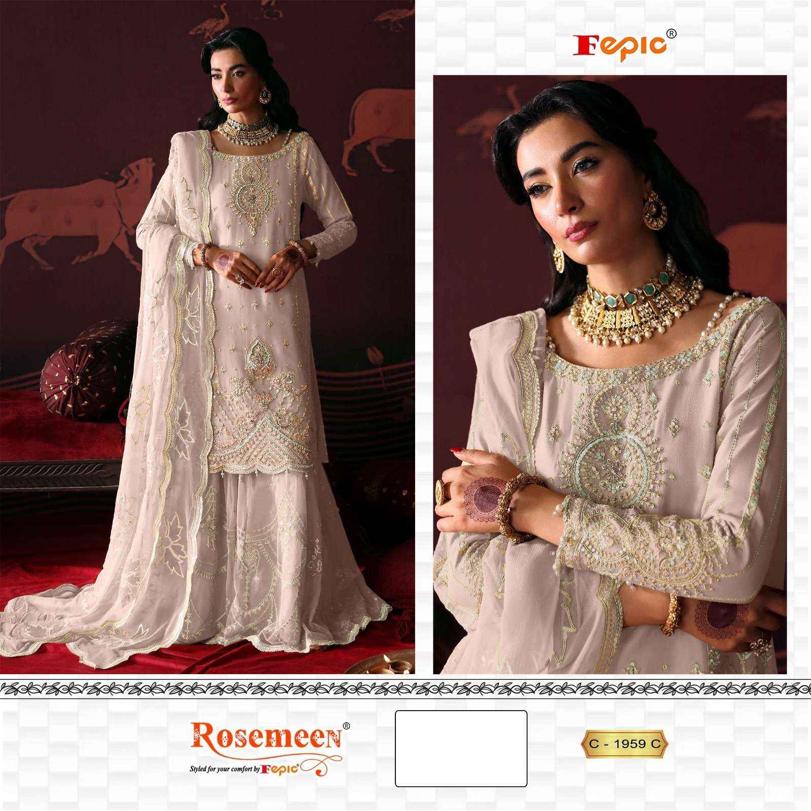 Fepic Rosemeen C 1959 Organza Dress Material 3 pcs Catalogue