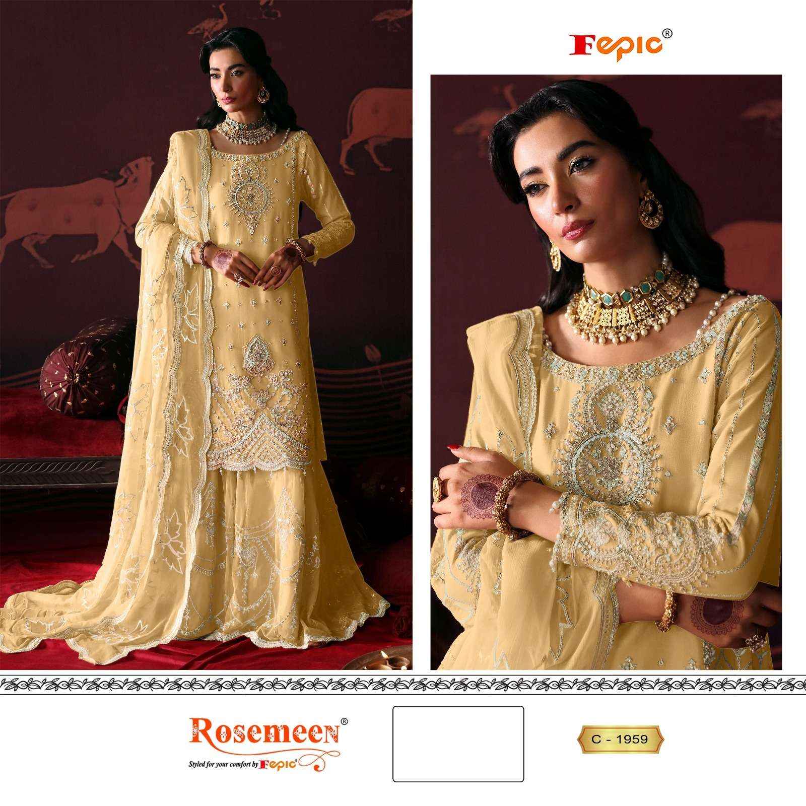 Fepic Rosemeen C 1959 Organza Dress Material 3 pcs Catalogue