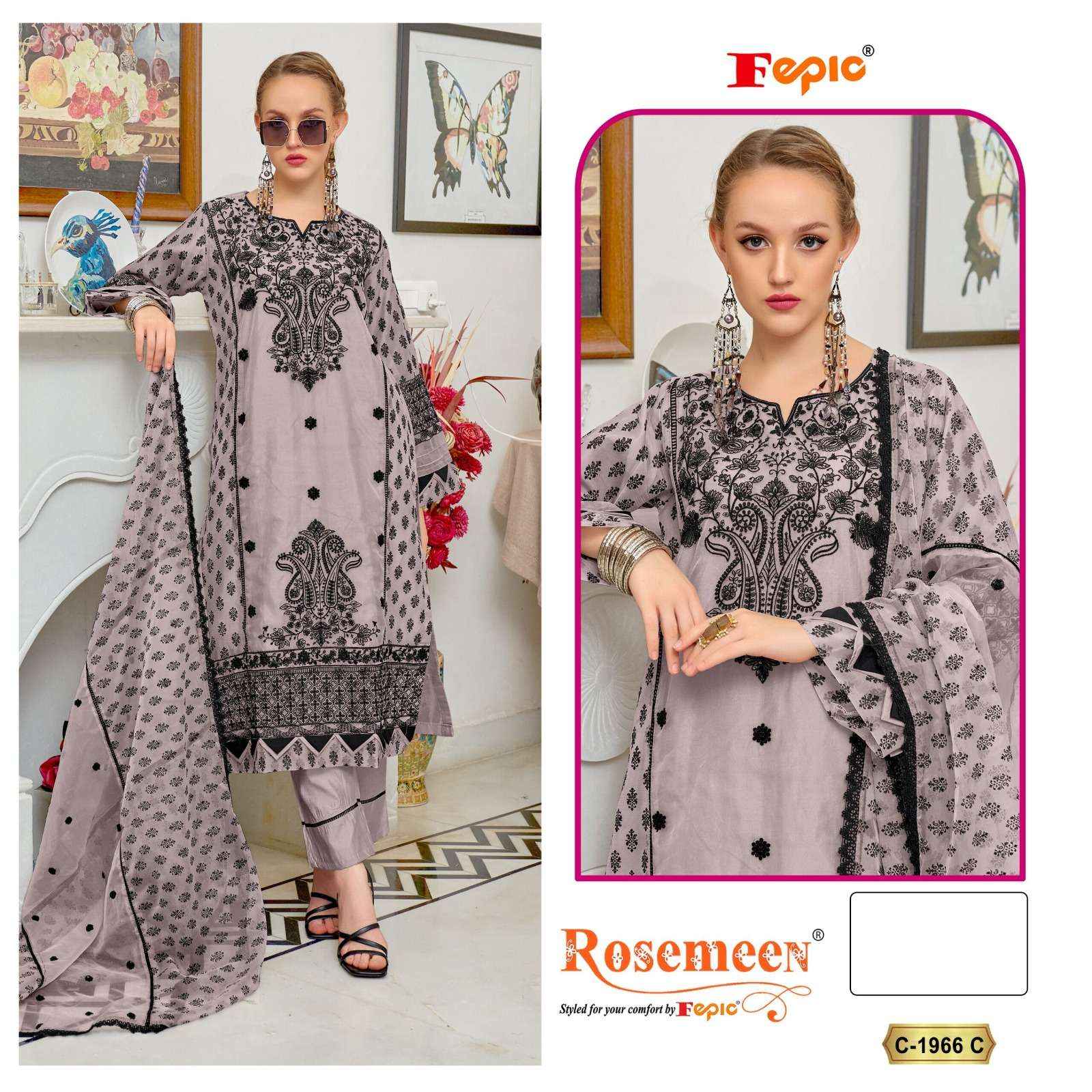 Fepic Rosemeen C 1966 Organza Dress Material 3 pcs Catalogue