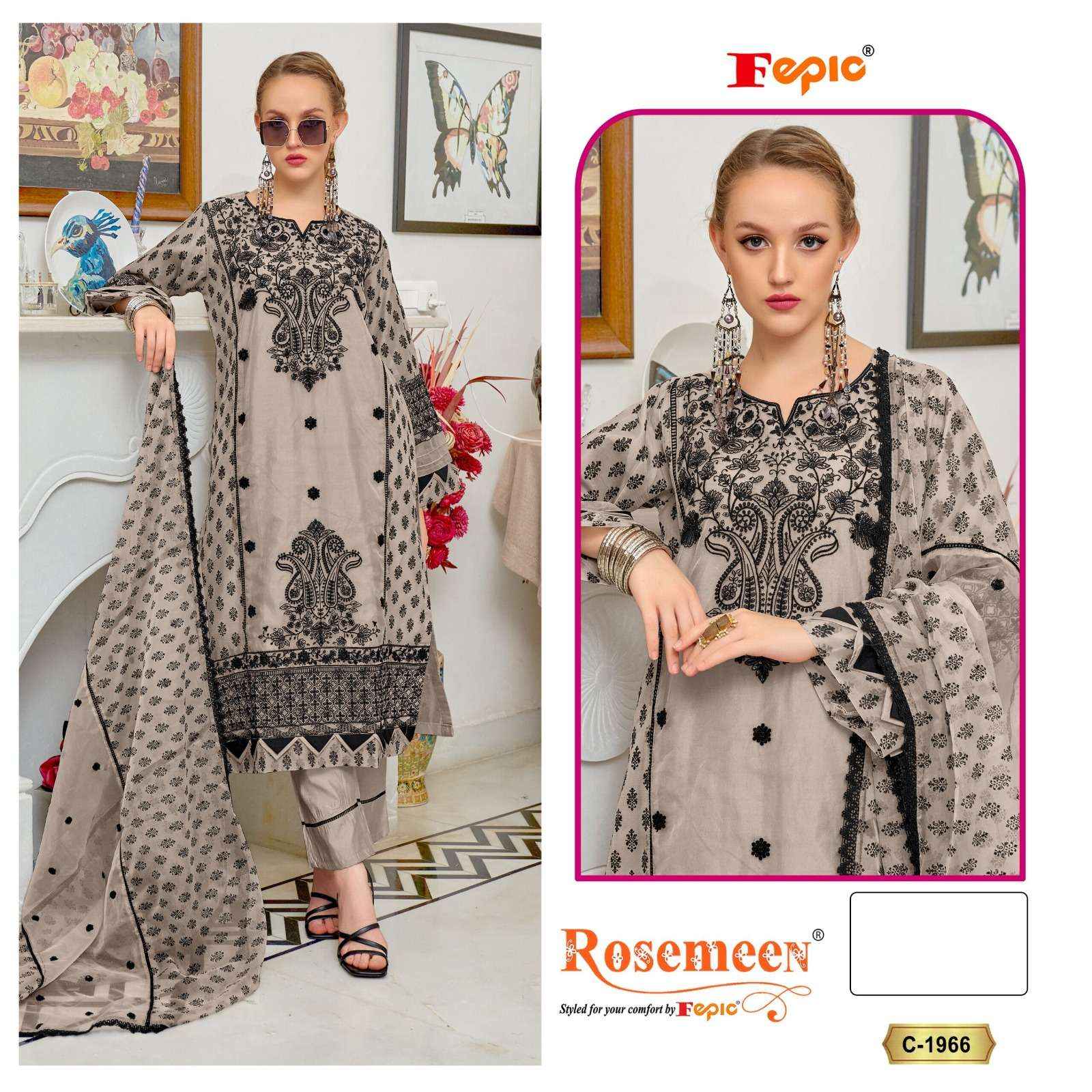 Fepic Rosemeen C 1966 Organza Dress Material 3 pcs Catalogue